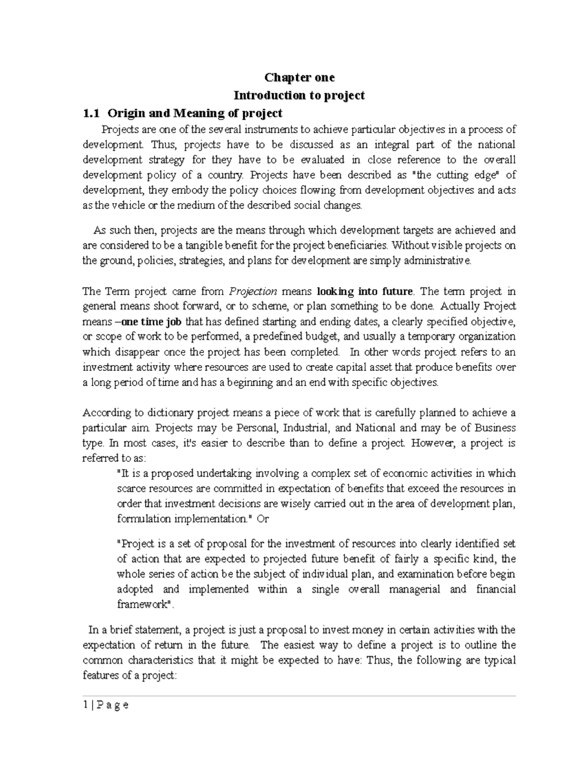 Project analysis and evaluation chapter 1 Chapter oneChapter one