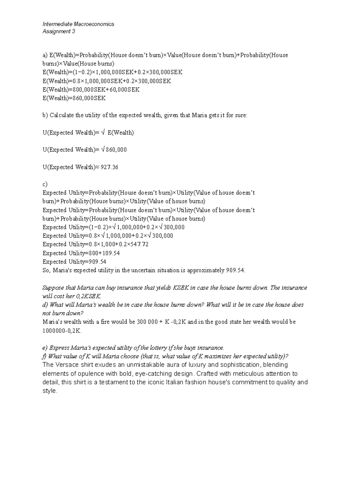 Assignment 3 - Intermediate microeconomics - Intermediate ...