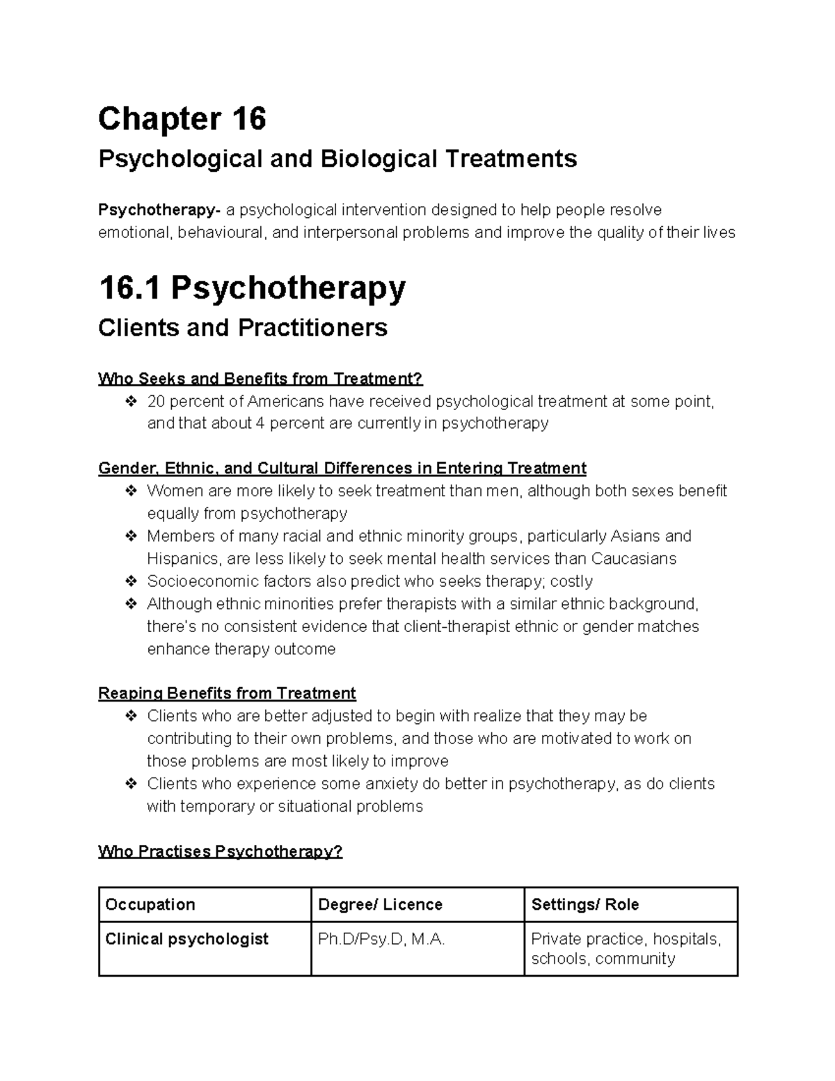 Psych Textbook Chapter 16 - Chapter 16 Psychological and Biological ...