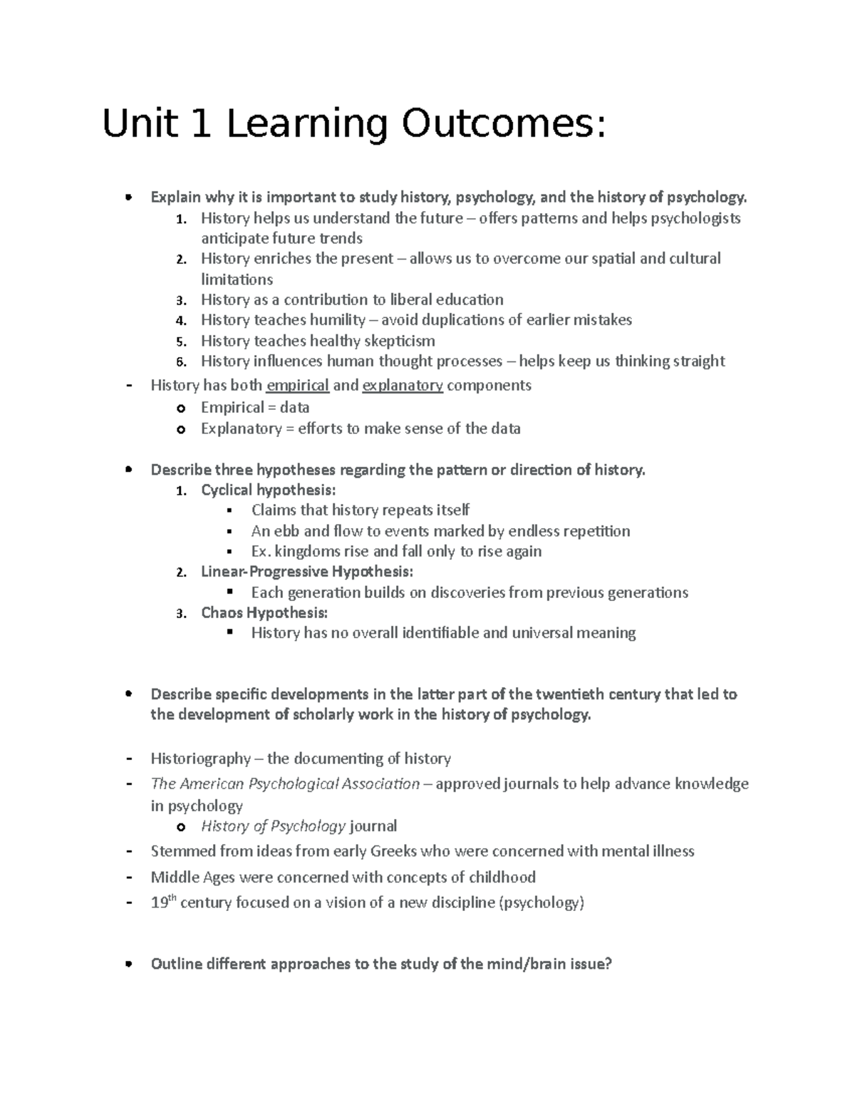 Exam 2019, answers - Unit 1 Learning Outcomes: - Explain why it is ...