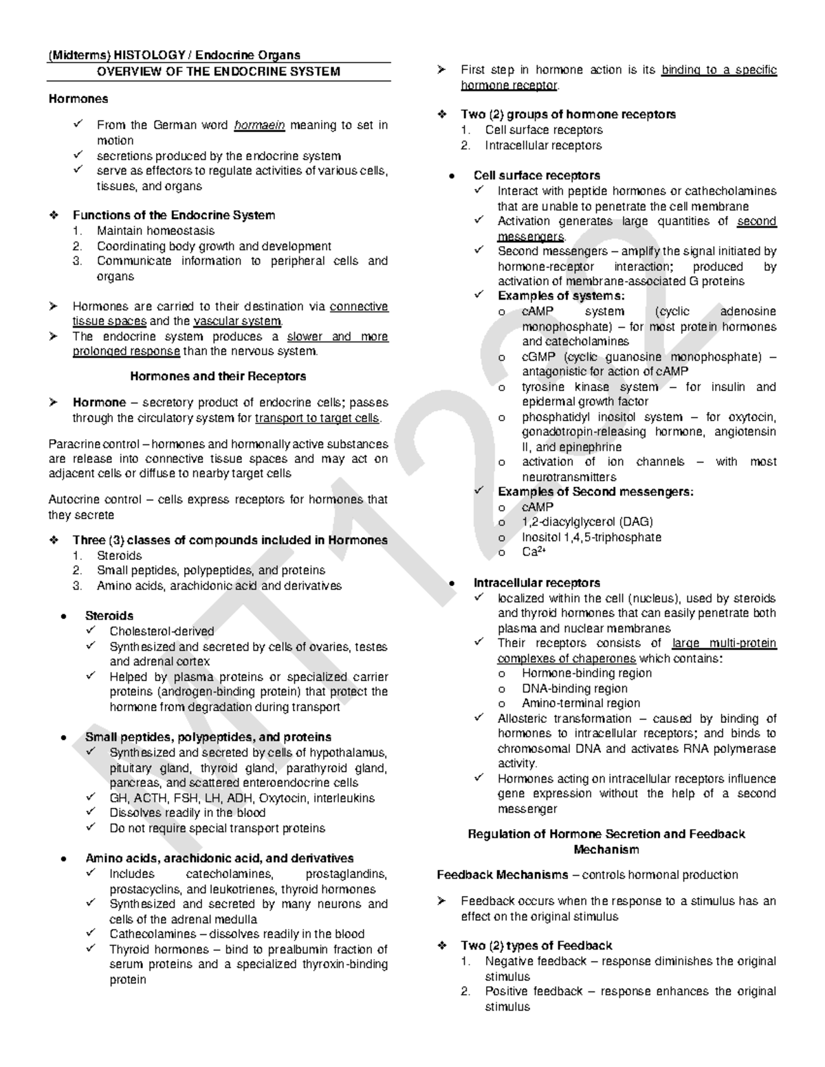 Endocrine Organs OVERVIEW OF THE ENDOCRINE SYSTEM Hormones From the