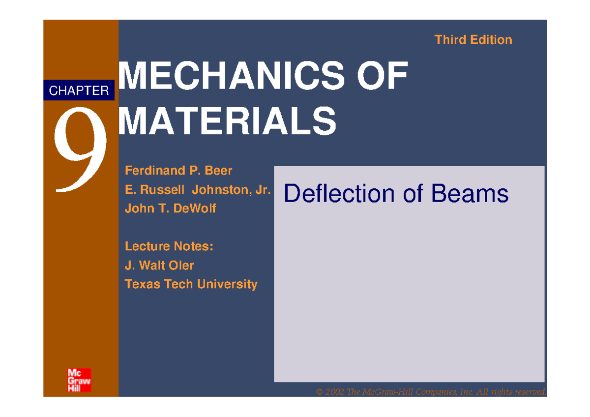 9 - Lecture Notes 9 - MECHANICS OF MATERIALS Third Edition Ferdinand P ...