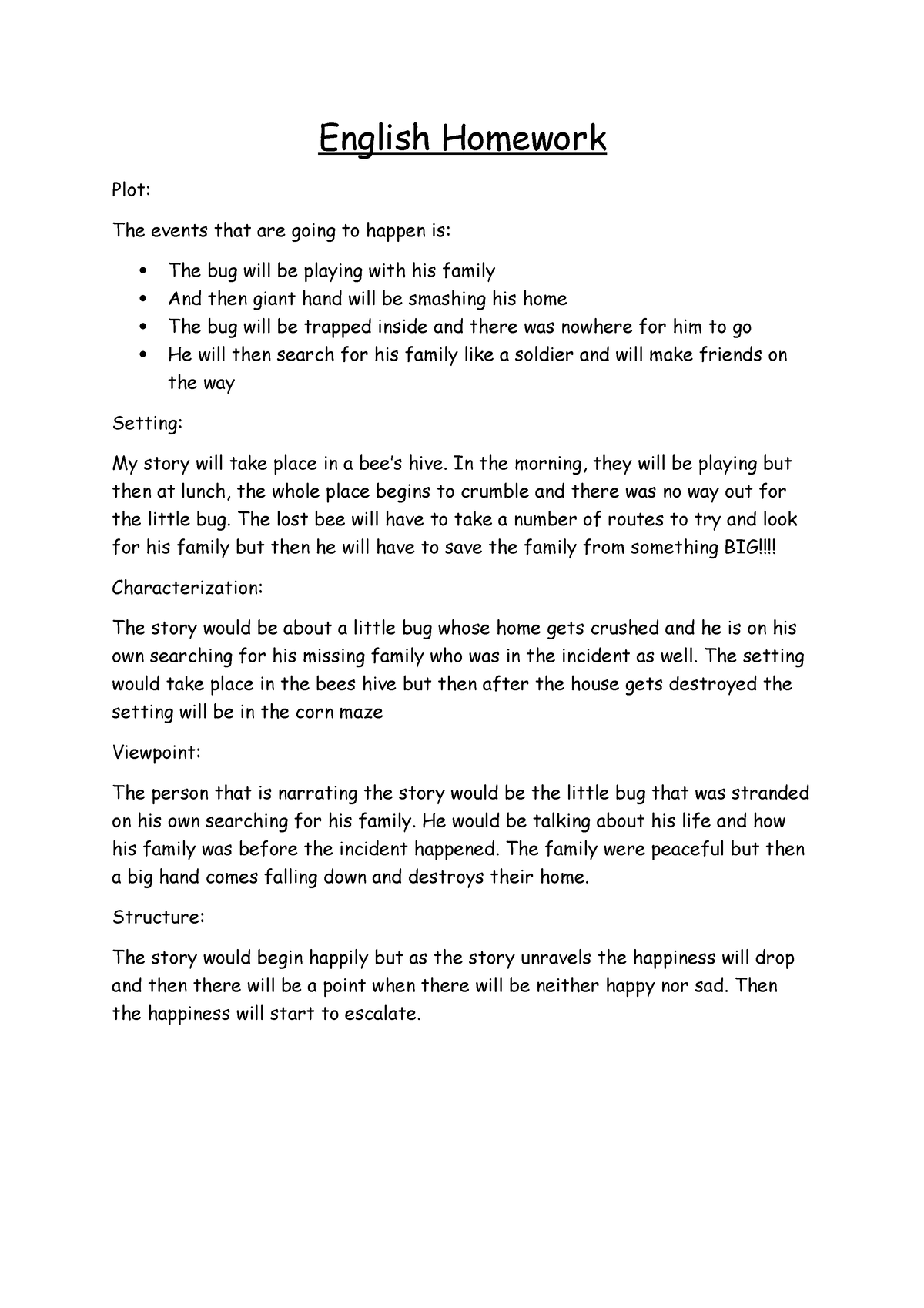 English Homework NOTES OF THE ECOSYSYTEM English Homework Plot The 