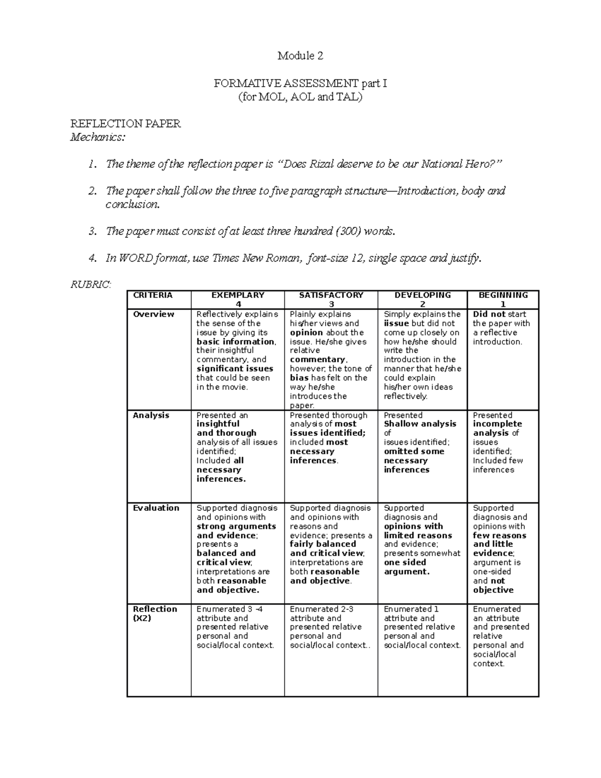 Module 2 Formative Assessment - Module 2 FORMATIVE ASSESSMENT part I ...