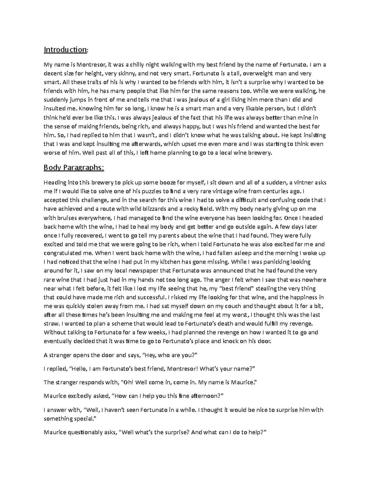 English 3 Narrative essay (Body Paragraphs) - Studocu