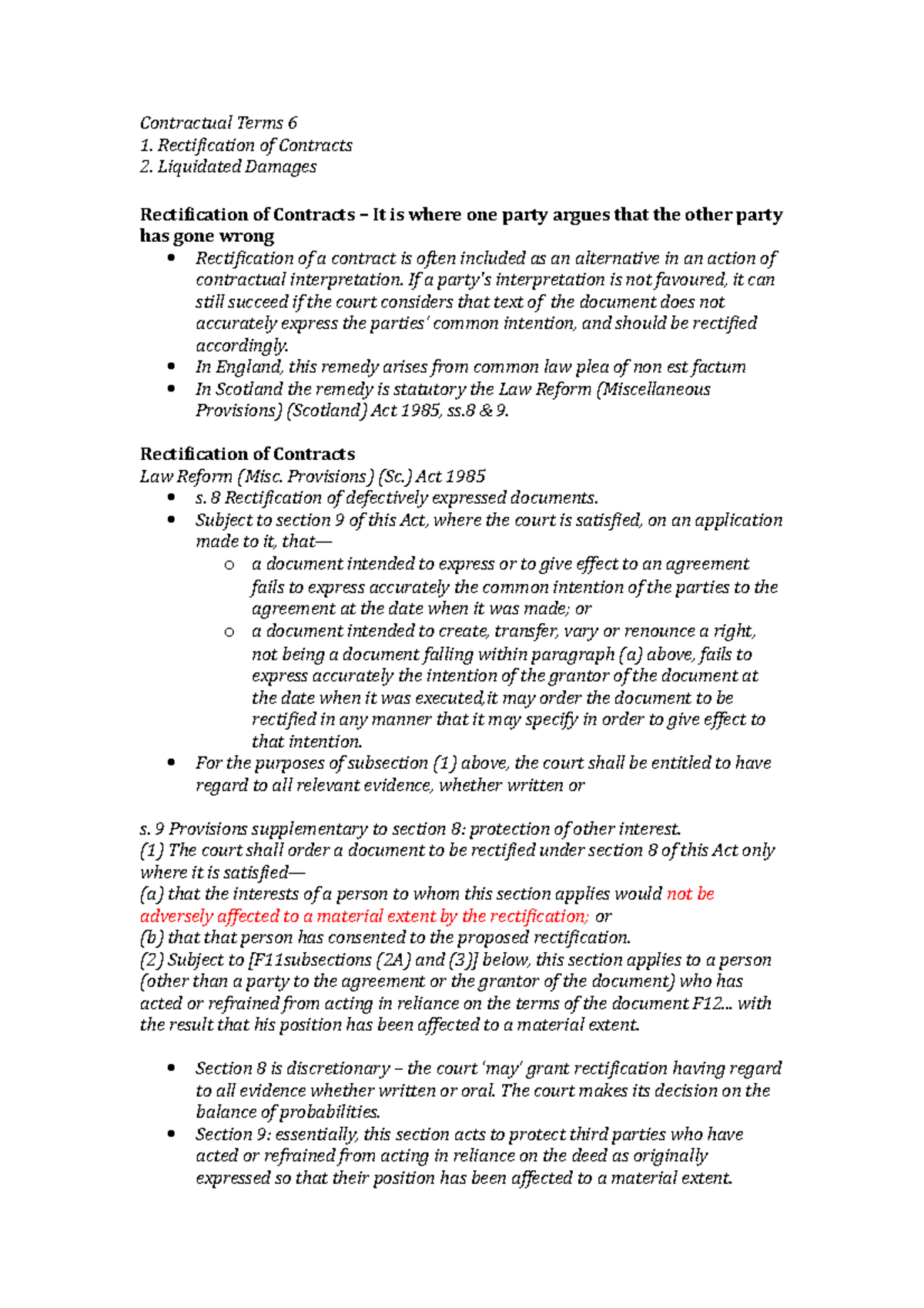 Contractual Terms 6 nil Contractual Terms 6 Rectification of