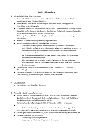 Kuttler Klimatologie Schwerpunkt Auf Dem Geographischen - 