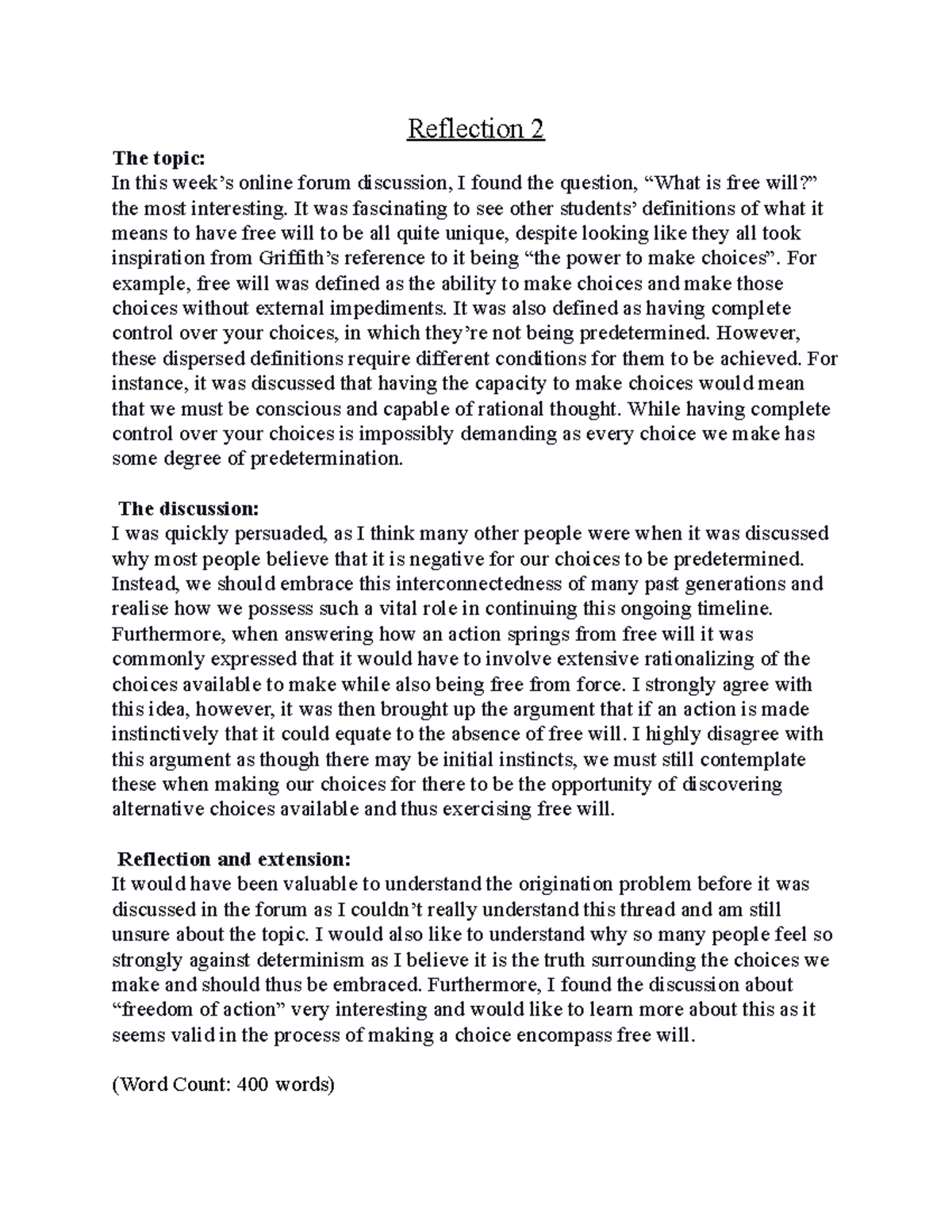Reflection 2 - 4/5 - Reflection 2 The topic: In this week’s online ...