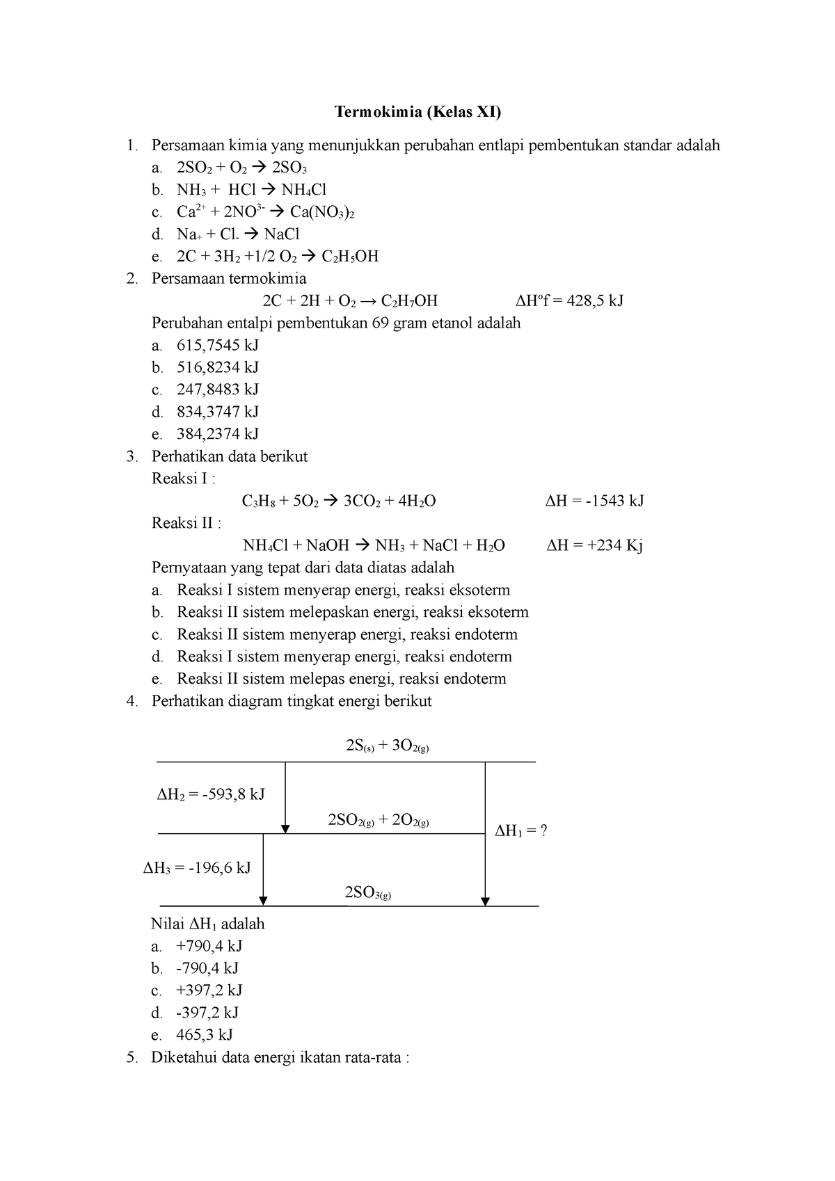 Soal Dan Pembahasan Termokimia Termokimia Kelas Xi Persamaan Kimia Yang Menunjukkan 6345