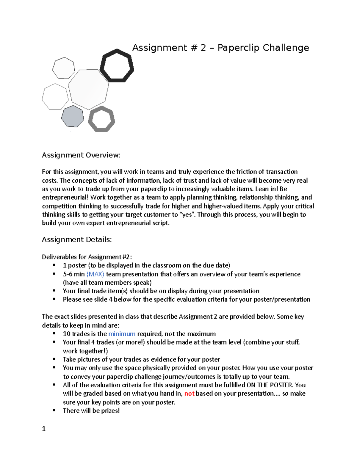 Assignment 2 Description Paperclip challenge Summer 2023 Assignment