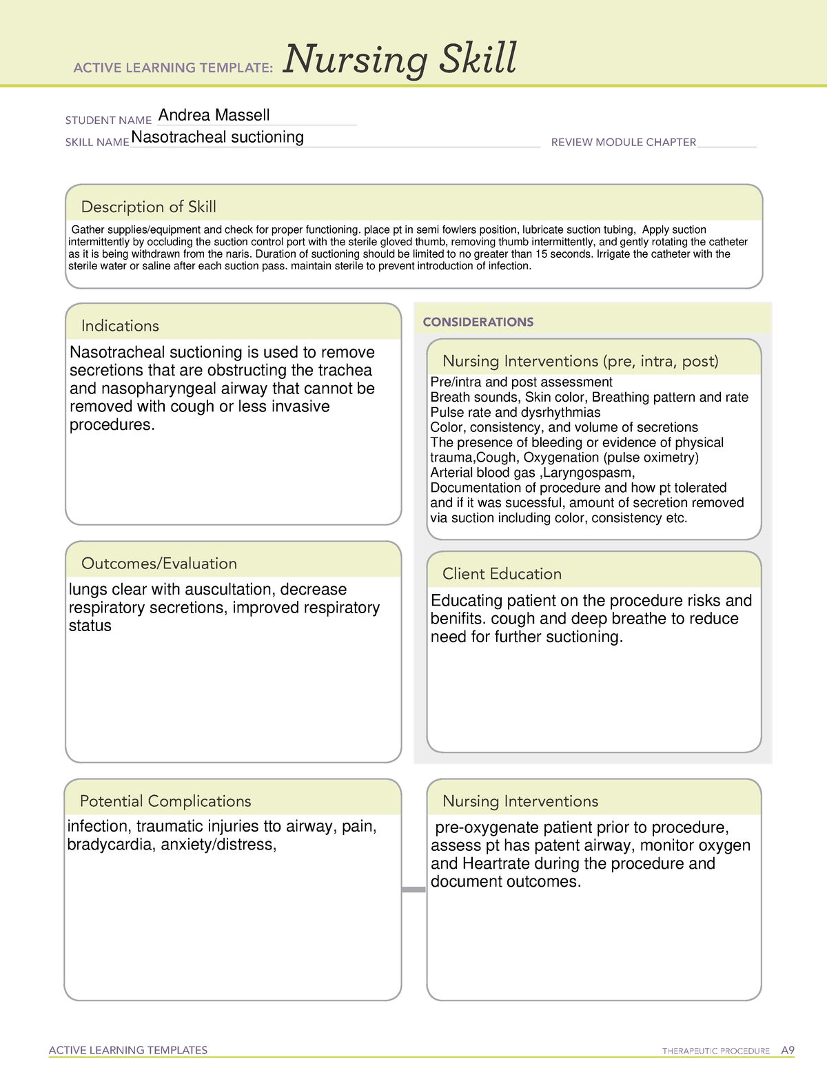Active learning template nasotracheal suctioning basic ACTIVE