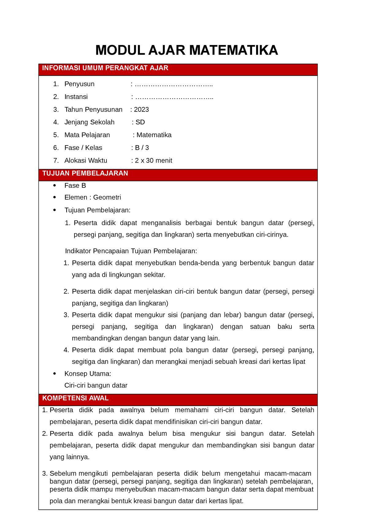 Modul AJAR Geometri Kelas 3 - MODUL AJAR MATEMATIKA INFORMASI UMUM ...