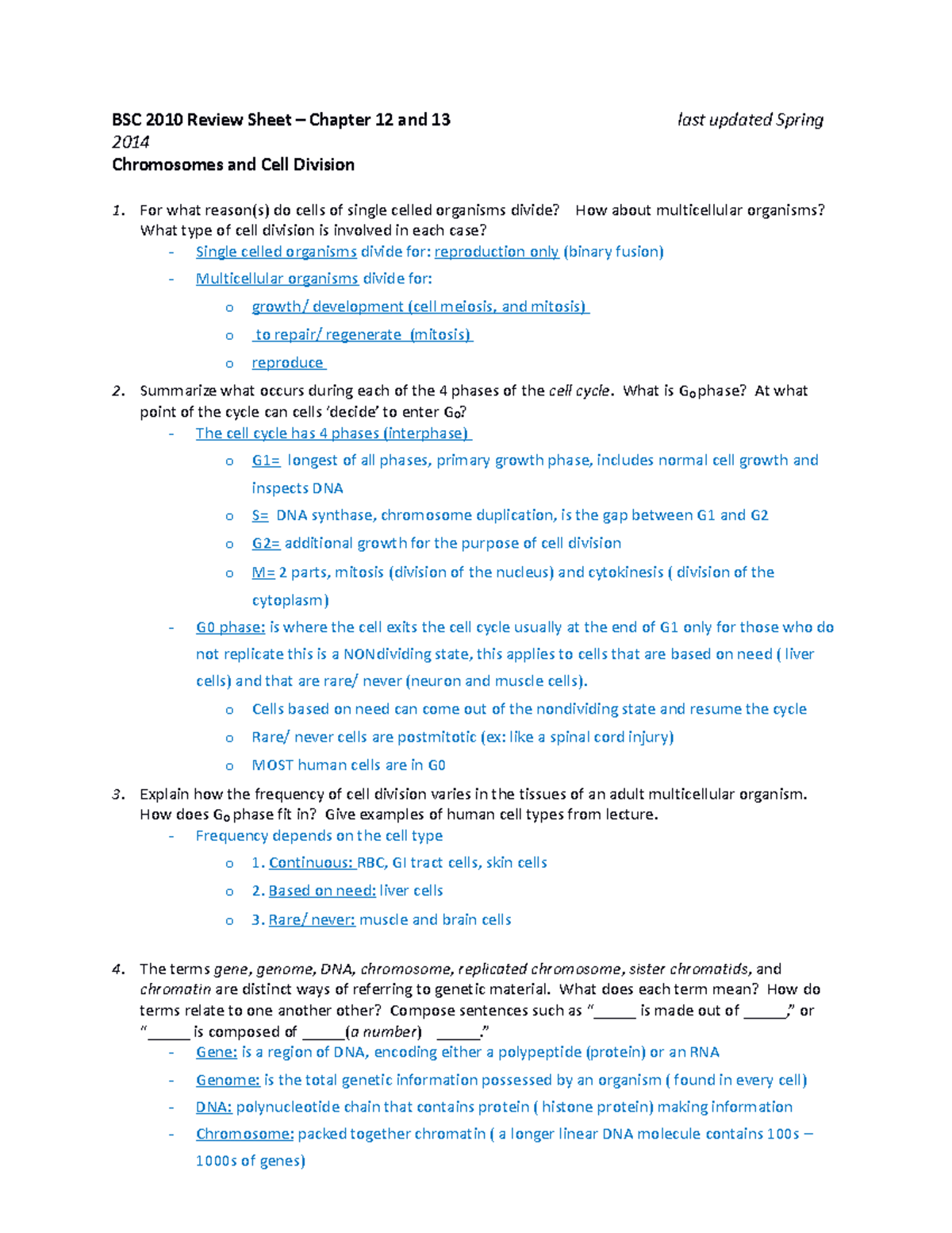 Review Ch 12 And 13 - Study For Ch12 And 13 - BSC 2010 Review Sheet ...