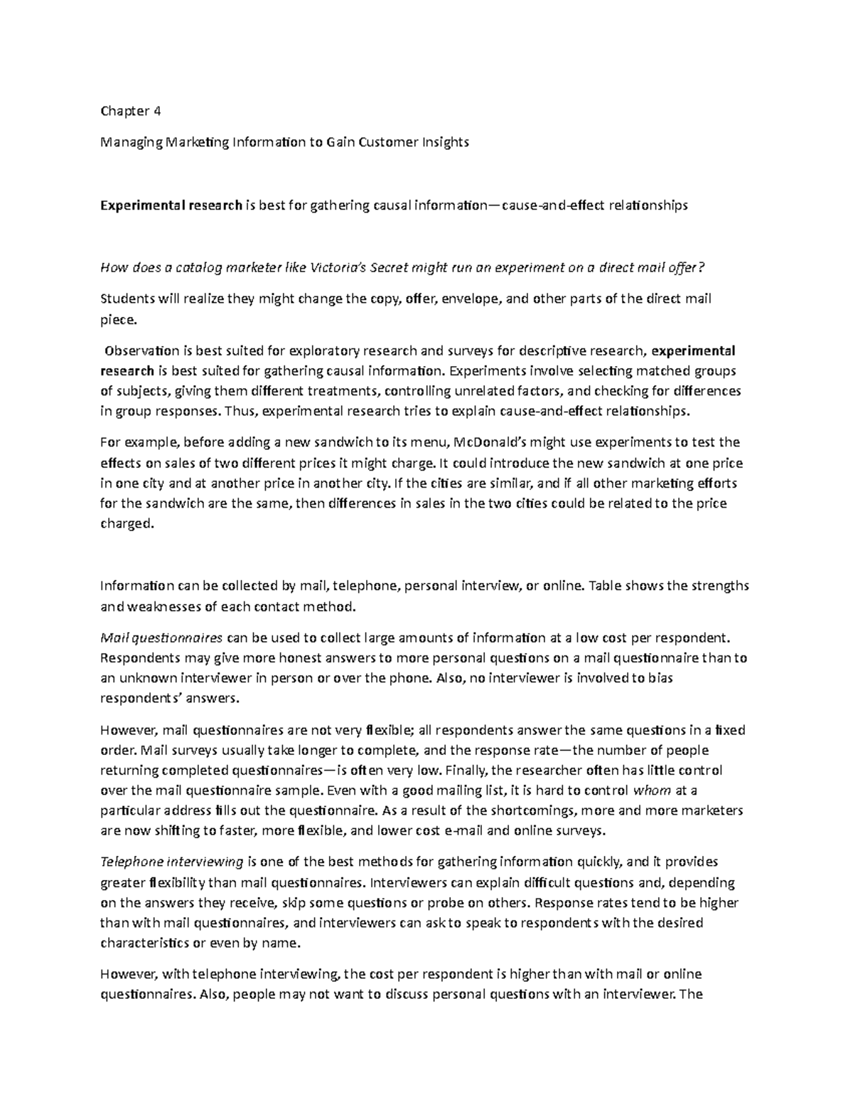 Chapter 4g - Lecture notes 4 - Chapter 4 Managing Marketing Information ...