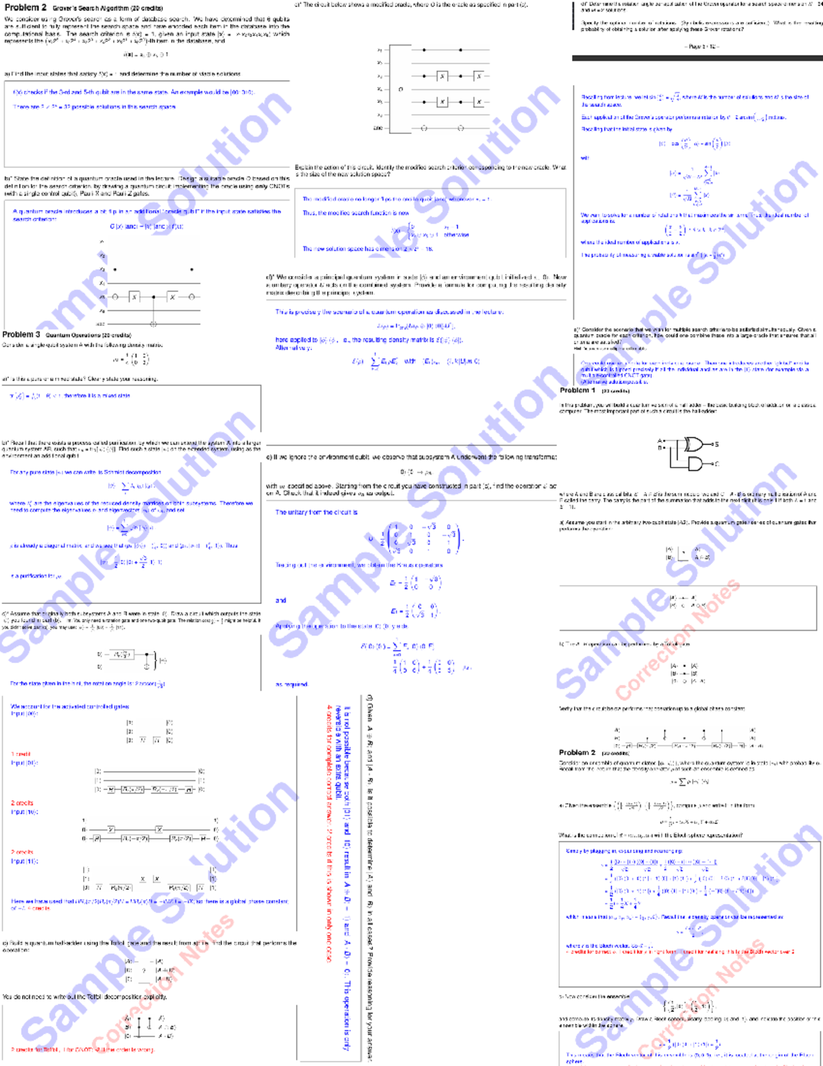 Past exams of quantum computing - Problem 2 Search Algorithm (20 ...