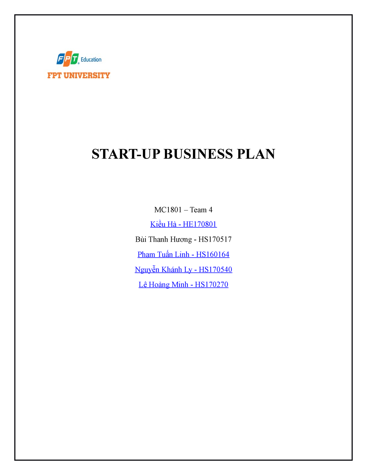 mgmt2001 start up business planning