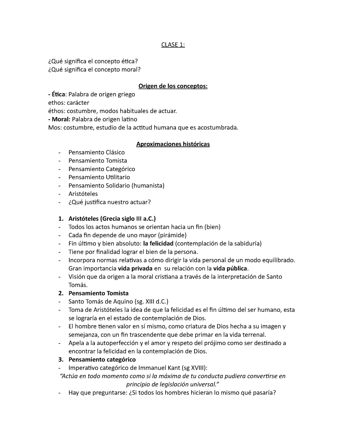 Resumen Ética Clase 1 ¿qué Significa El Concepto ética ¿qué Significa El Concepto Moral 7054