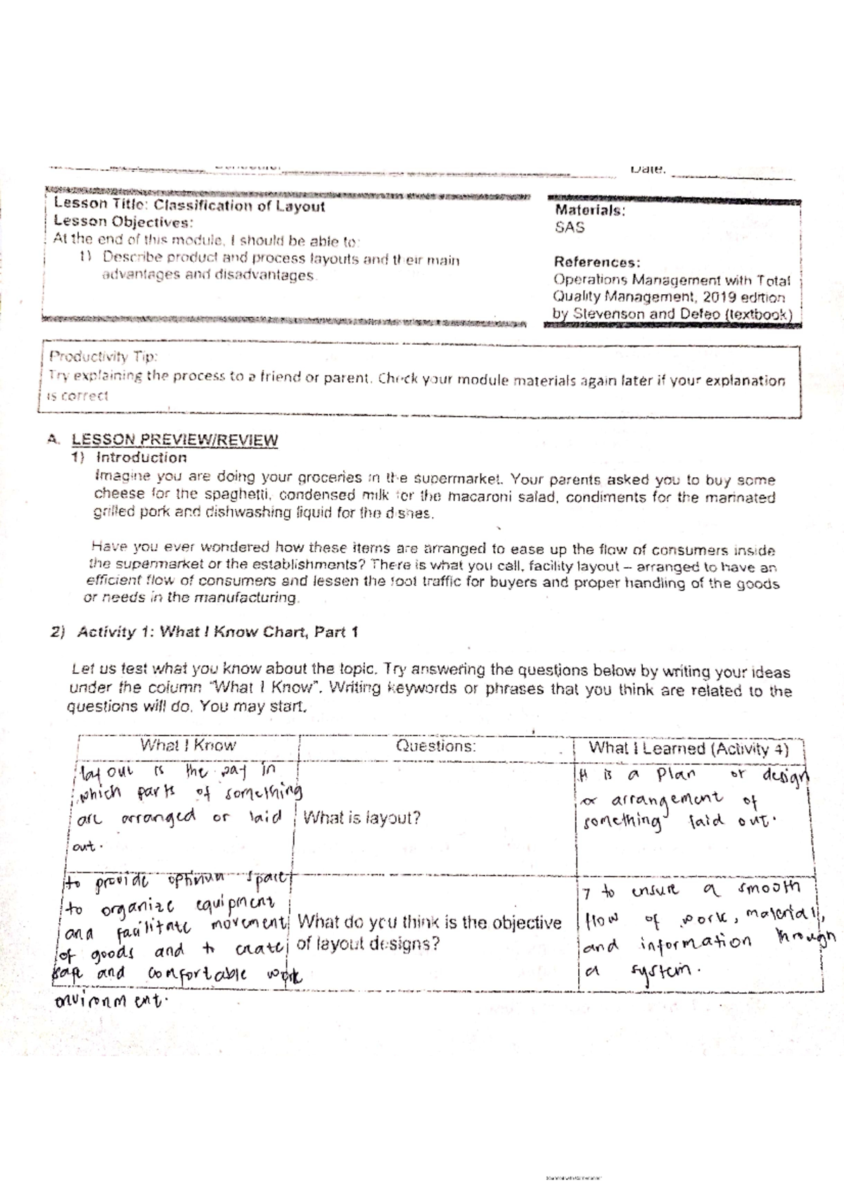 operation management - Studocu