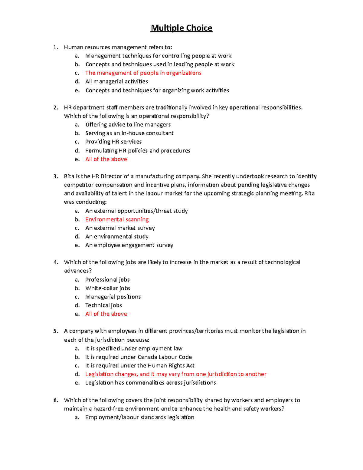 Questionnaire - Multiple Choice Questions Multiple Choice Human Sns-Brigh10