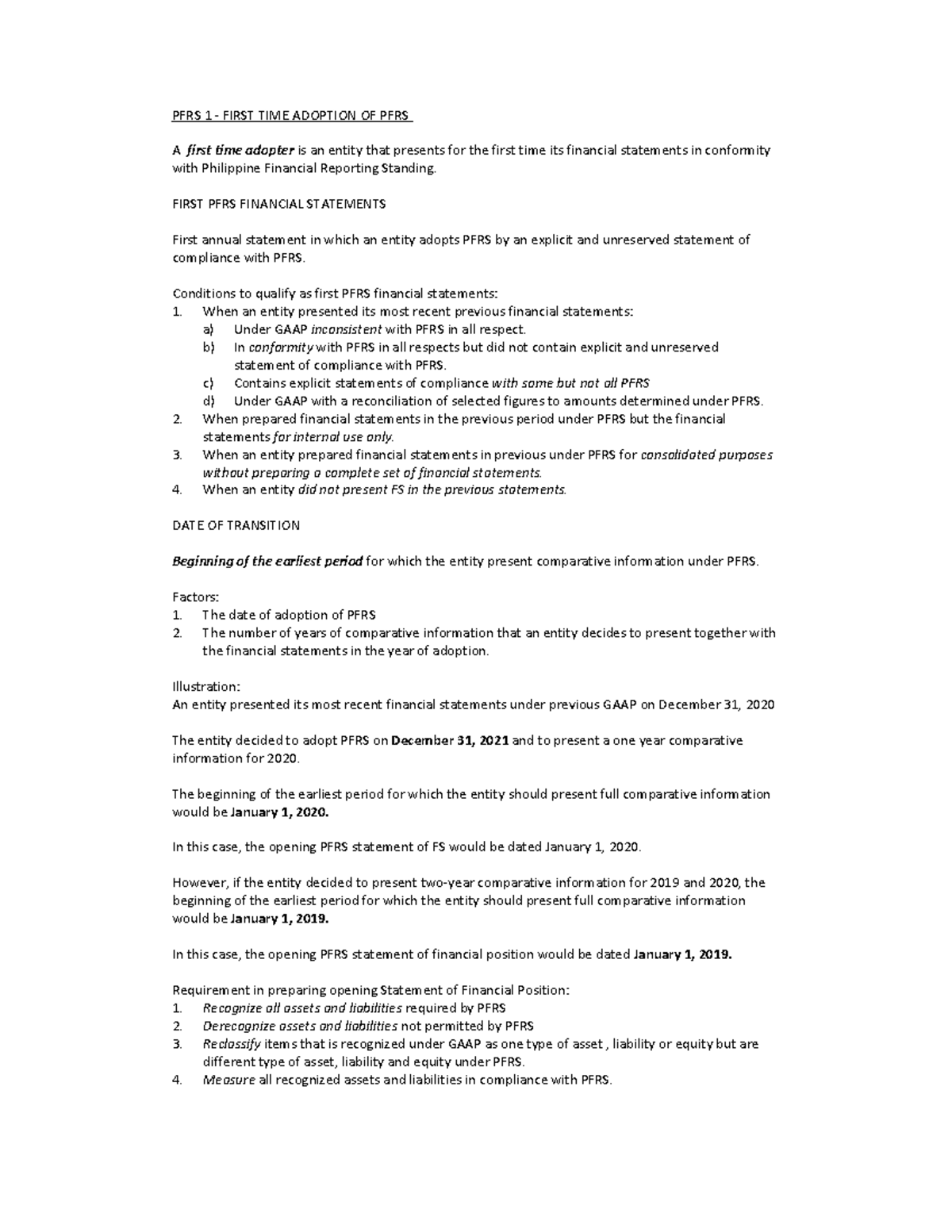 PFRS1First Time Adoptionof PFRS 1389780851378161 - PFRS 1 ‐ FIRST TIME ...