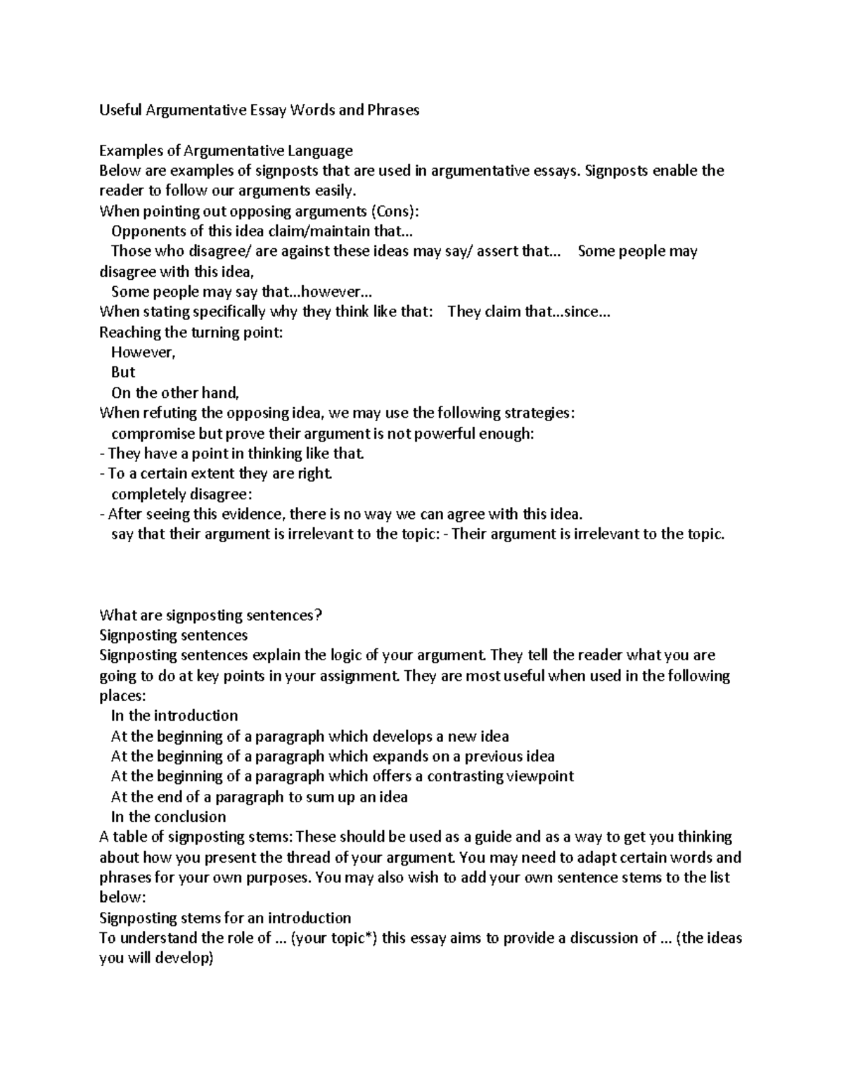 WMW 1 n.a Useful Argumentative Essay Words and Phrases Examples of