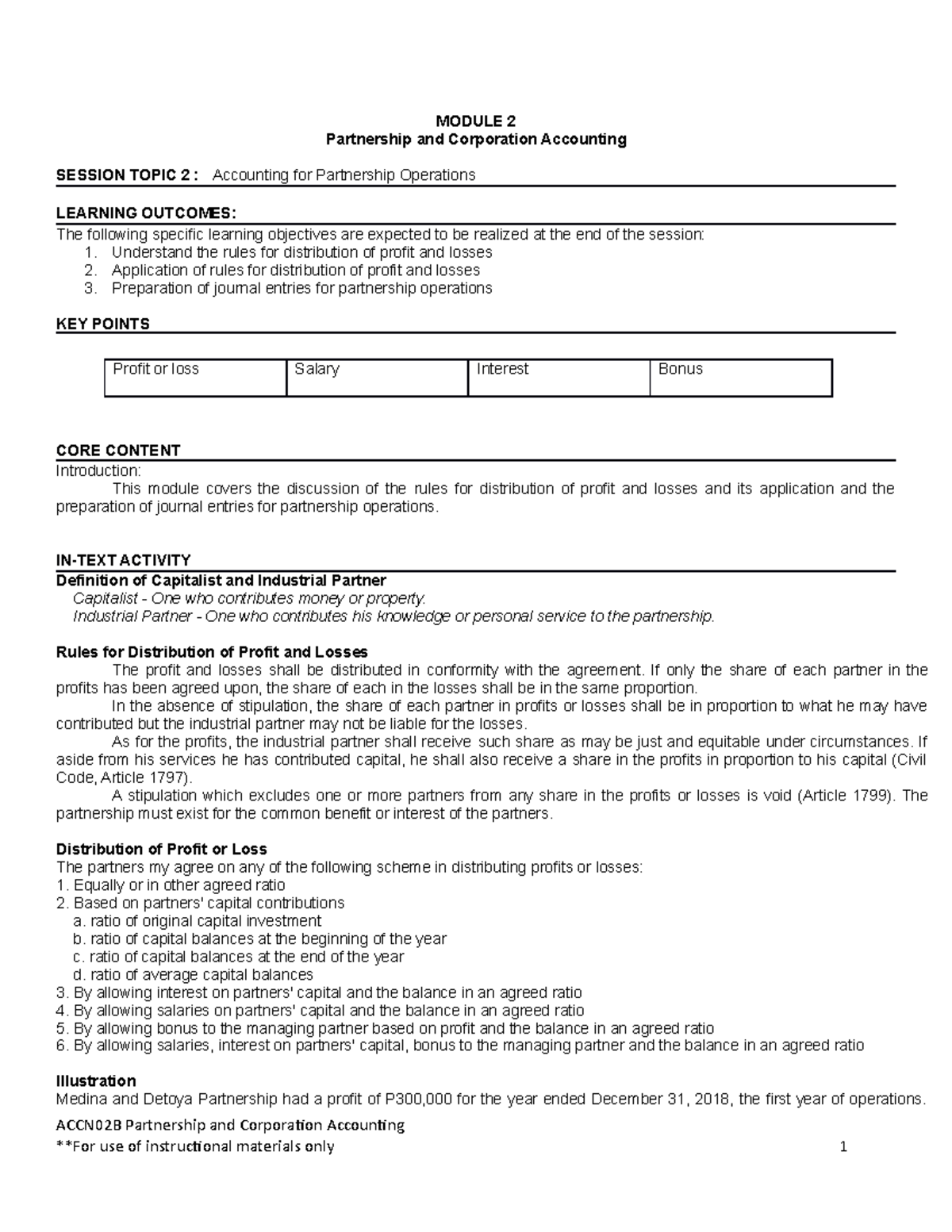 Accounting for Partnership Operations - Partnership and Corporation ...