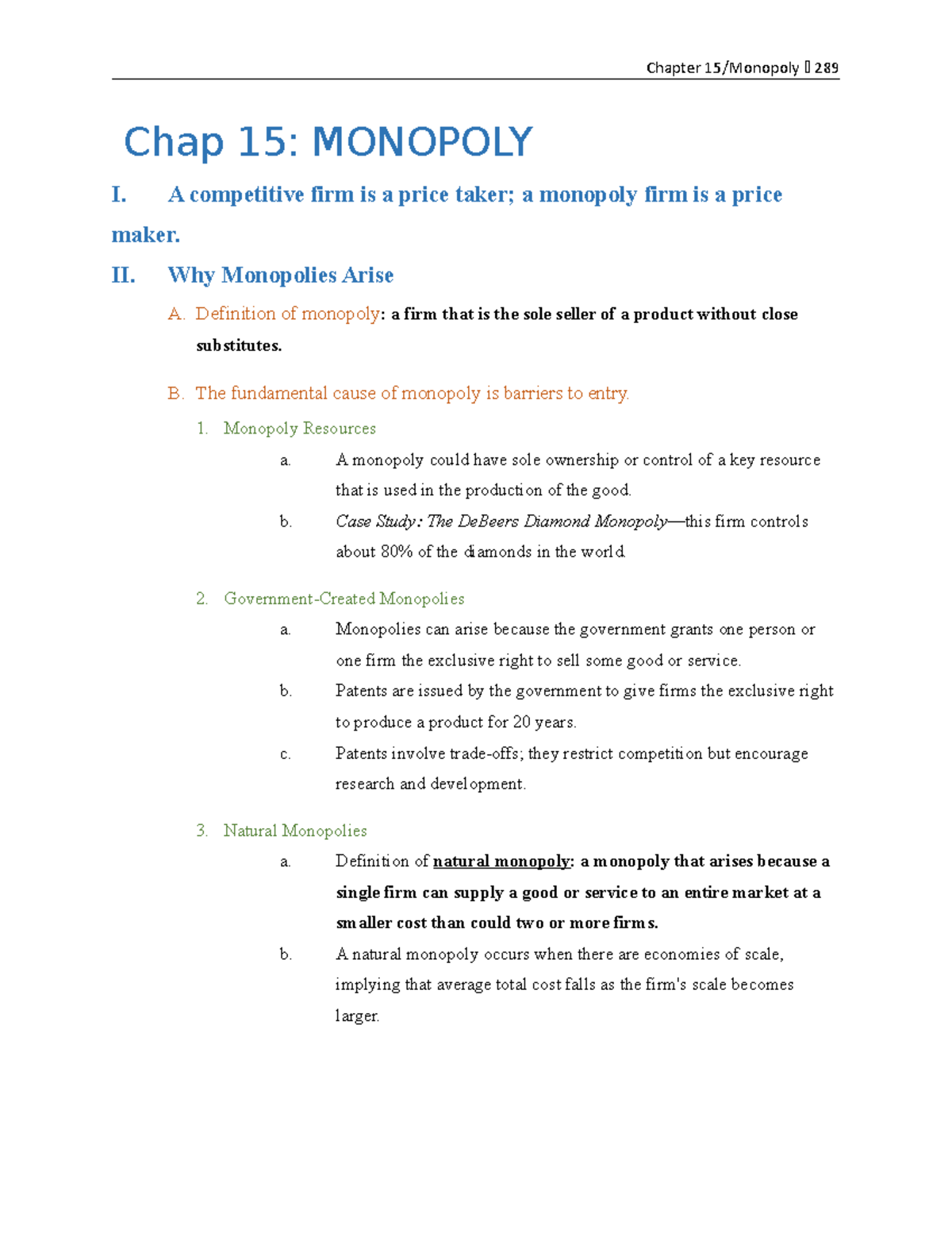 Chap 15 - MONOPOLY - I. A Competitive Firm Is A Price Taker; A Monopoly ...