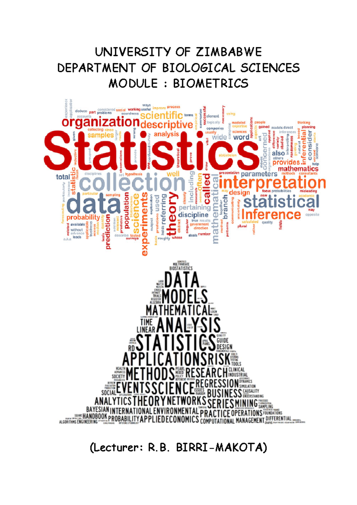Biometrics Practical Schedule 2022 UNIVERSITY OF ZIMBABWE DEPARTMENT
