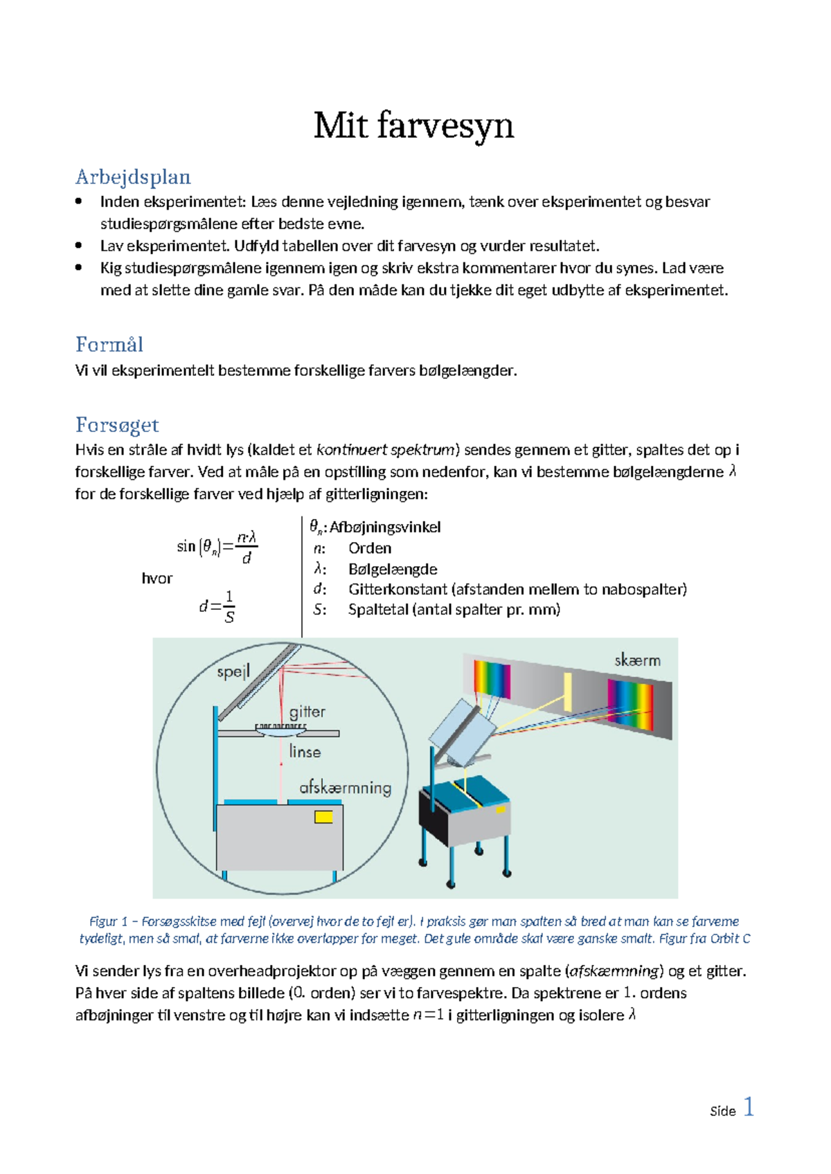 03 Mit farvesyn - khty - Mit farvesyn Arbejdsplan Inden eksperimentet ...