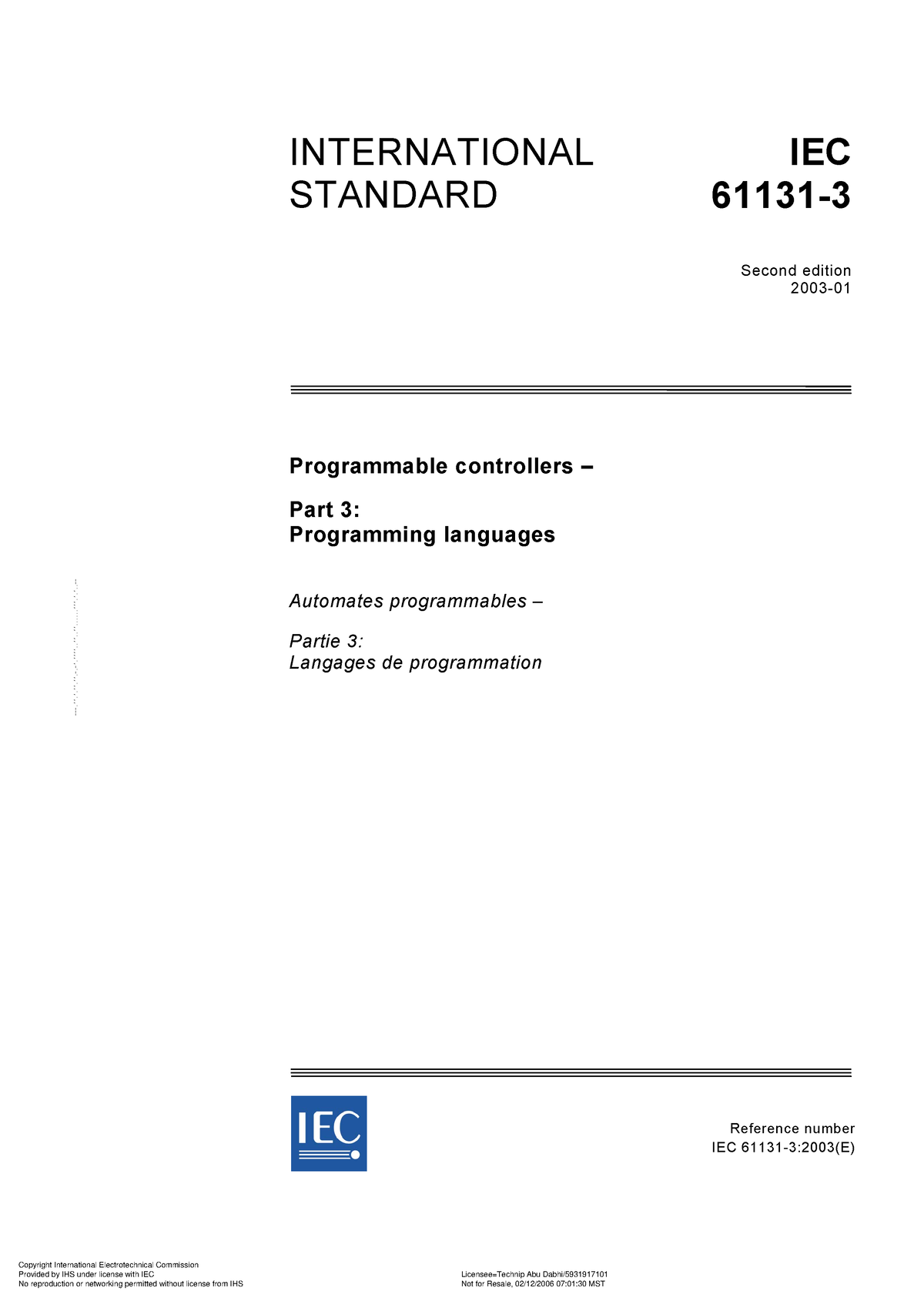 (International Standard) - IEC 61131-3 Programmable controllers - Part ...