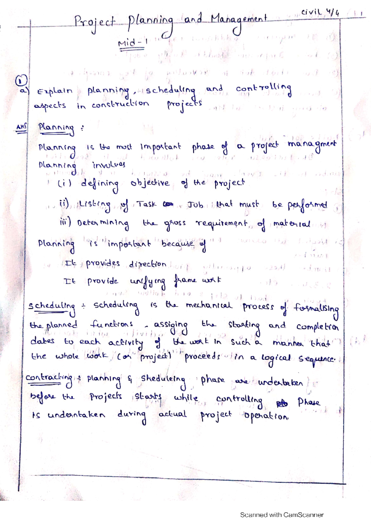 PROJECT PLANNING AND MANAGMENT - Project Management - Studocu