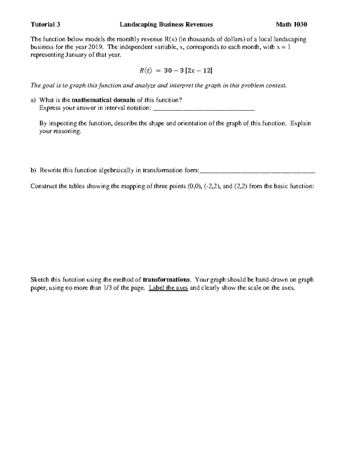 MATH 0130 Tutorial 3 Worksheet W2022 - Tutorial 3 Landscaping Business ...