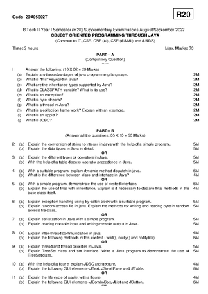 Java R20 - UNIT-5 - Object-Oriented Programming - UNIT V String ...