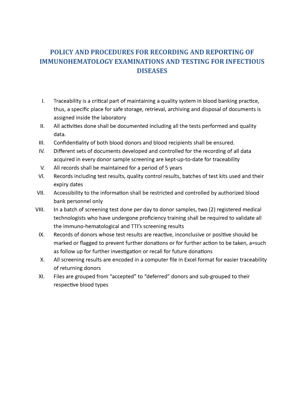 Recording AND Reporting Policy POLICY AND PROCEDURES FOR RECORDING