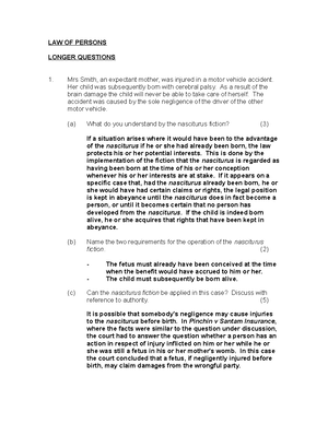 PVL1501- Law of Persons 2018 Summary-notes - PVL1501 - Unisa - Studocu