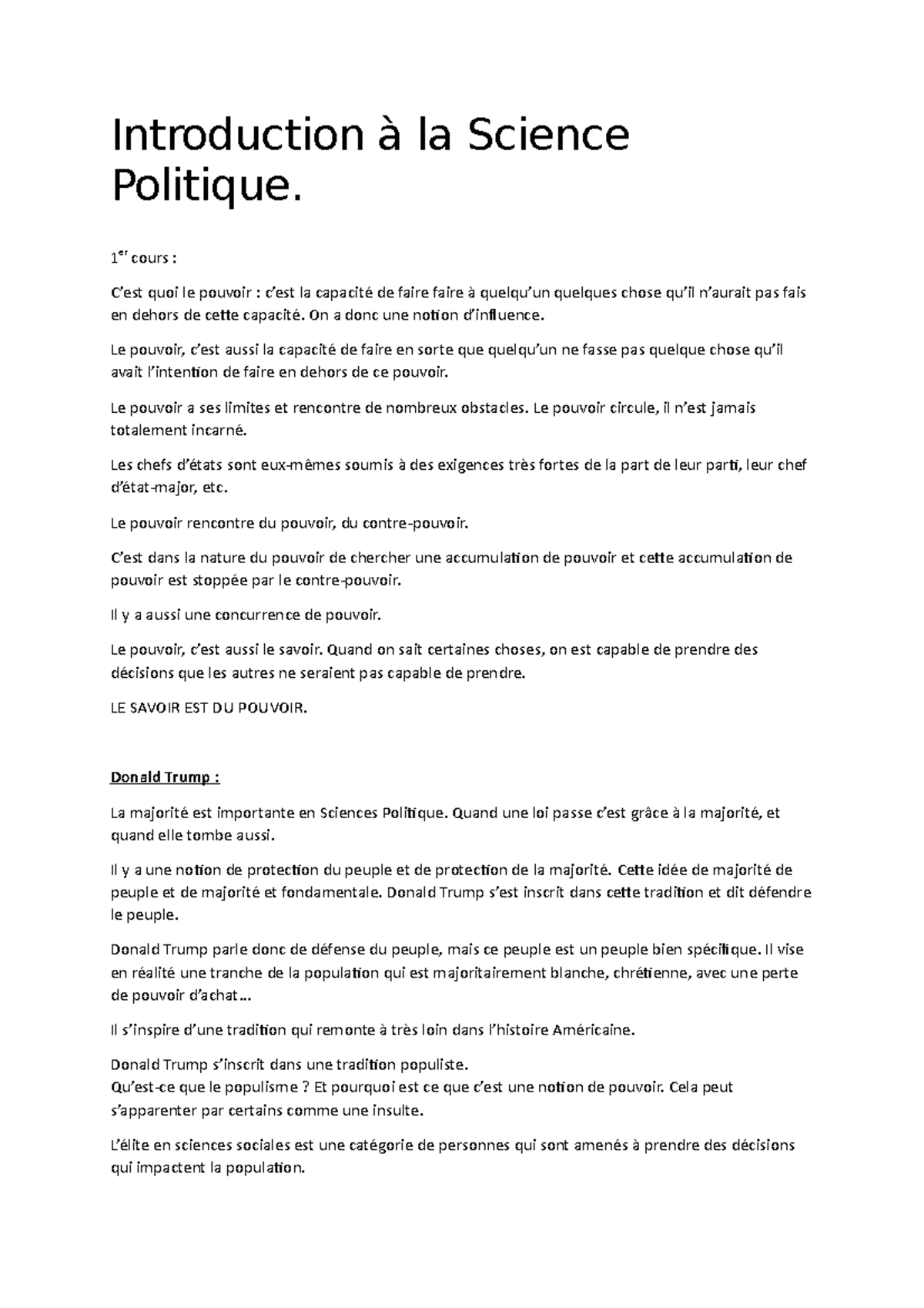 Introduction à la Science Politique - 1 er cours : C’est quoi le ...