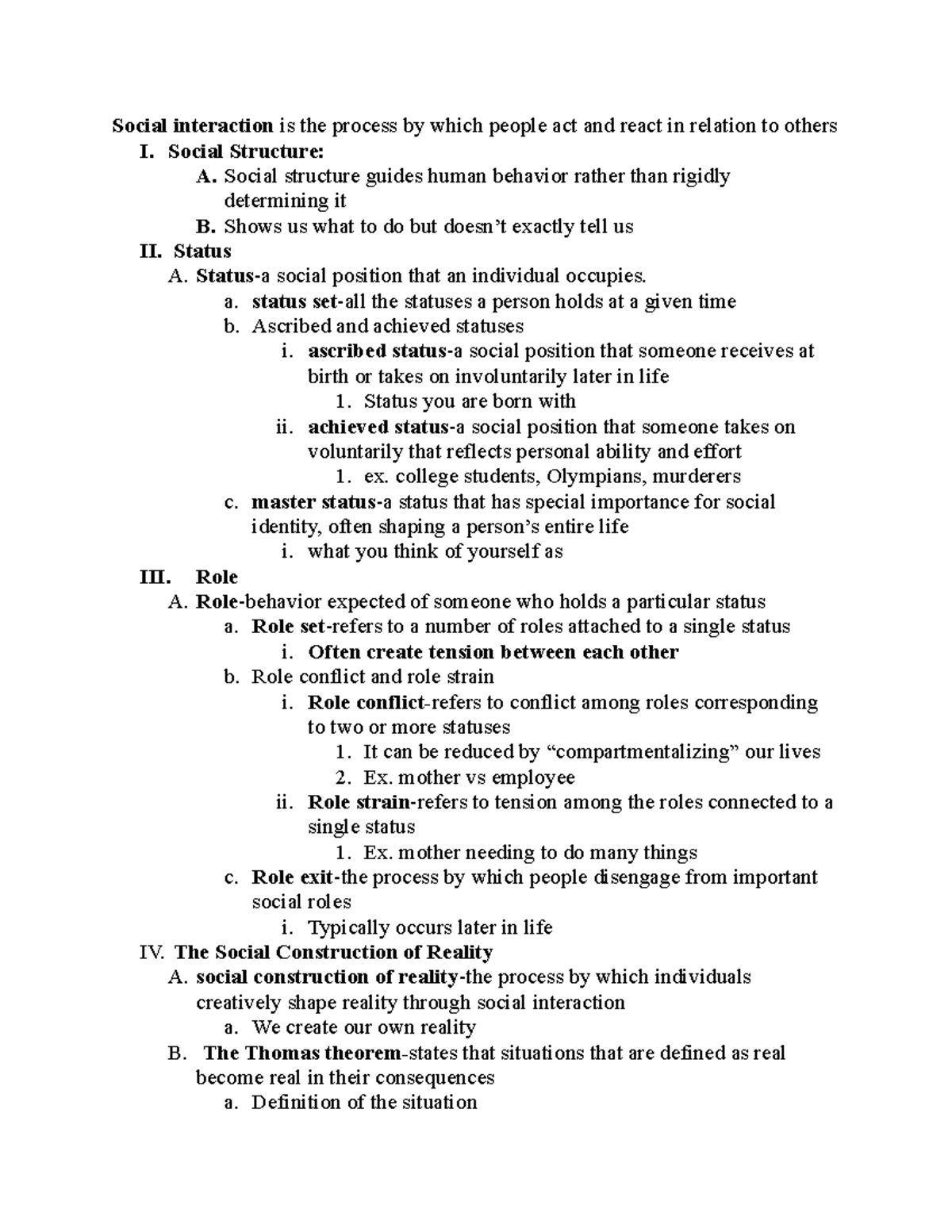Chapter 4 - Lecture notes 4 - Social interaction is the process by ...