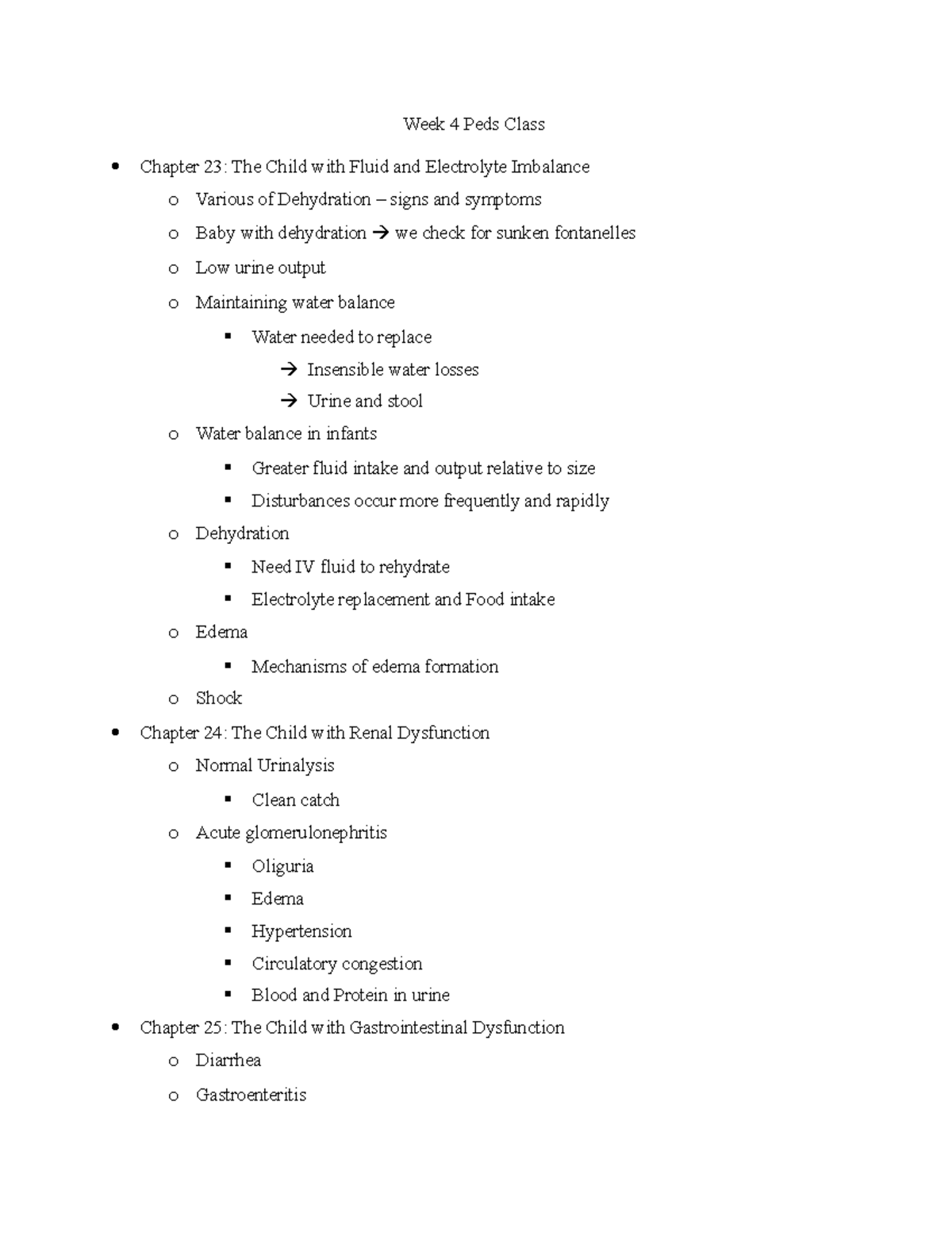 Week 4 Peds Class - Notes - Week 4 Peds Class Chapter 23: The Child ...