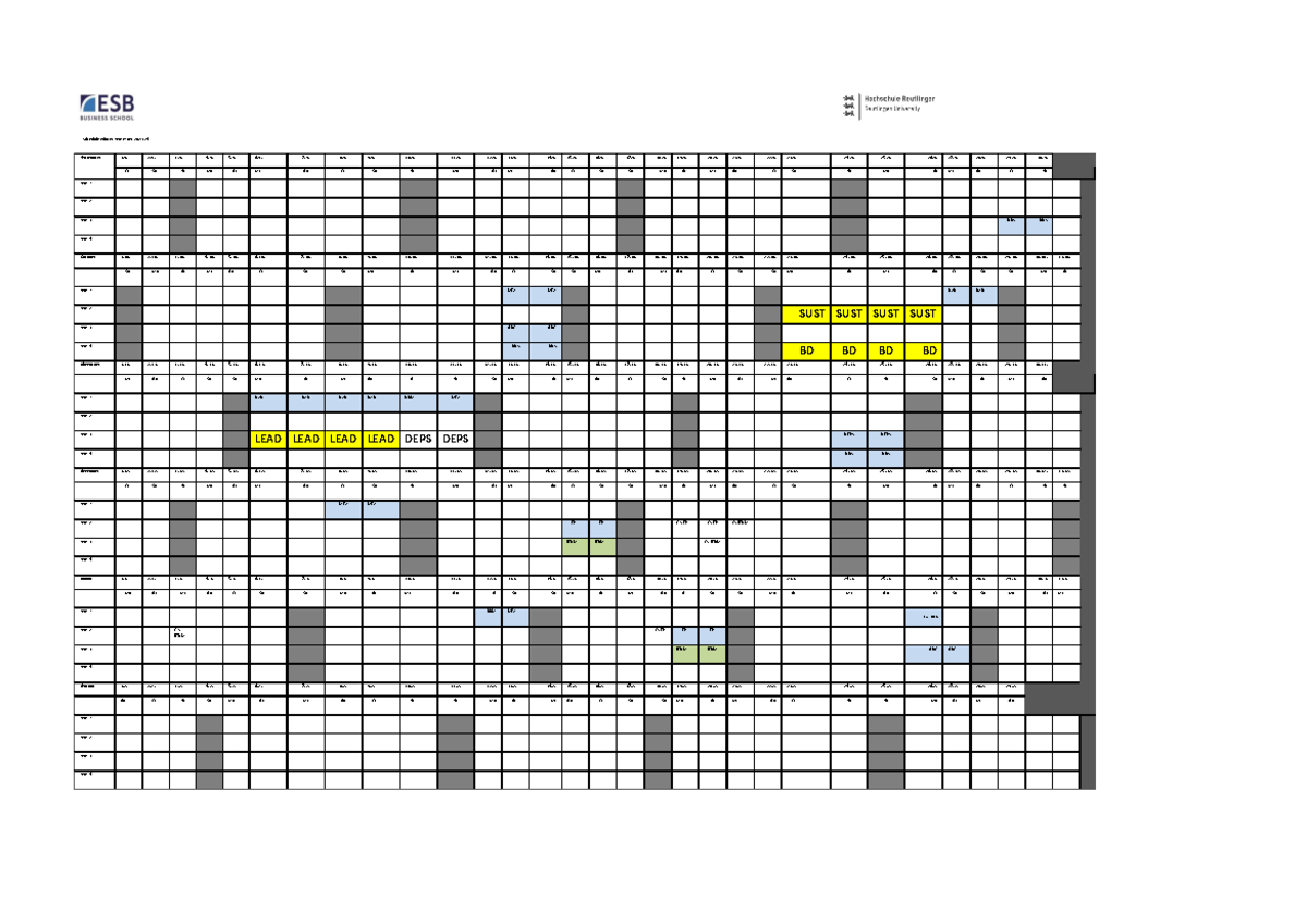 Schedule MBA Ptesb winter 23-24 - Schedule winter semester 2023