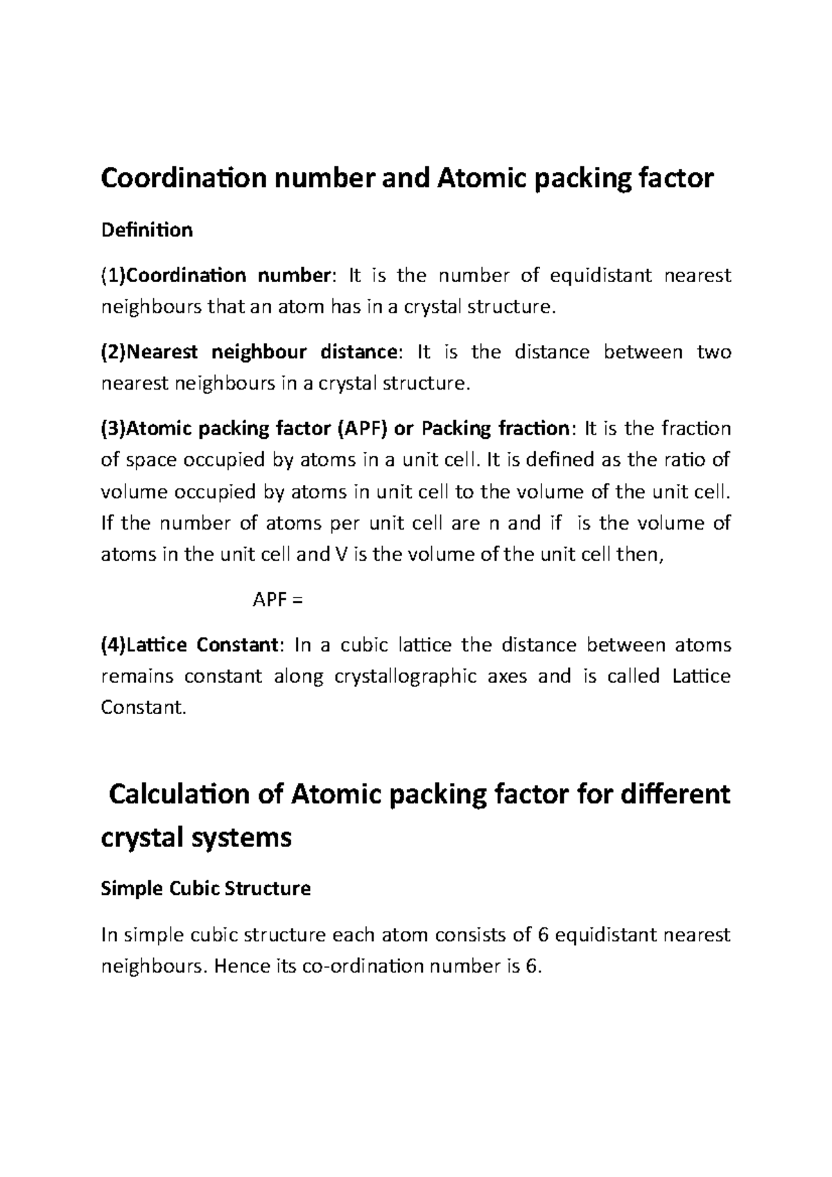 coordination-number-and-atomic-packing-factor-cordination-of-atomic