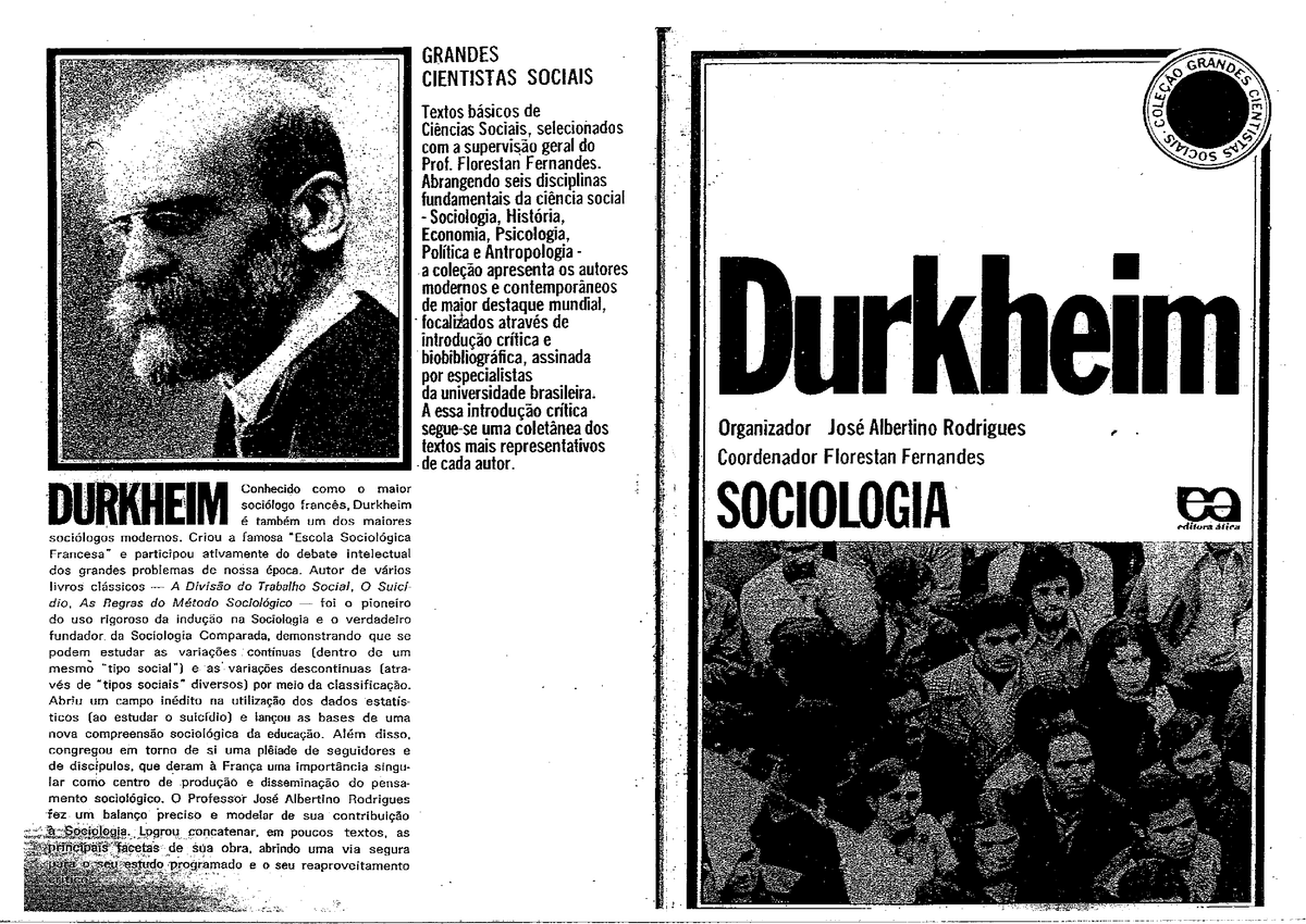 Durkheim, Introdução, Fato Social Etc - Col Os Grandes Pensadores ...