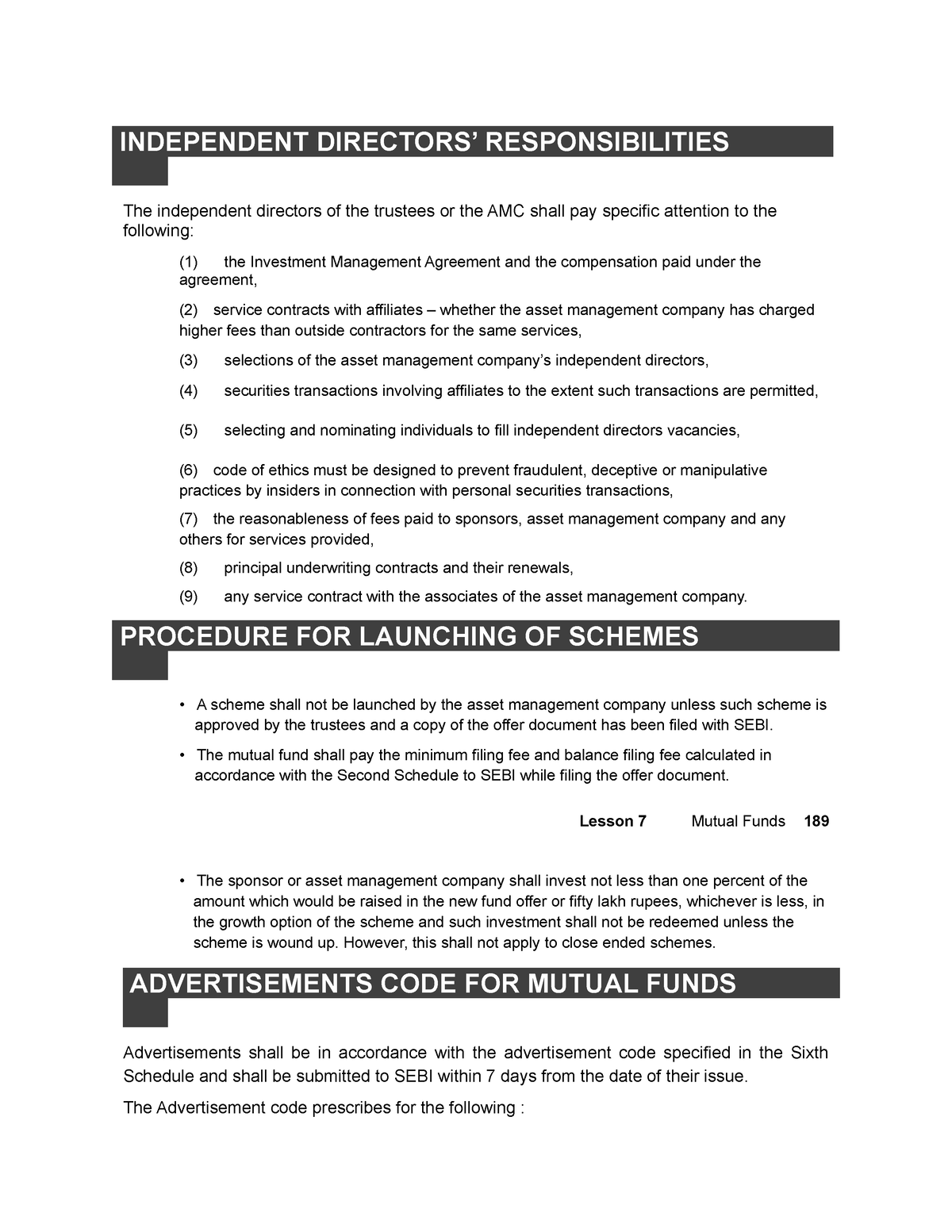 Independent Directors Responsibilities INDEPENDENT DIRECTORS 