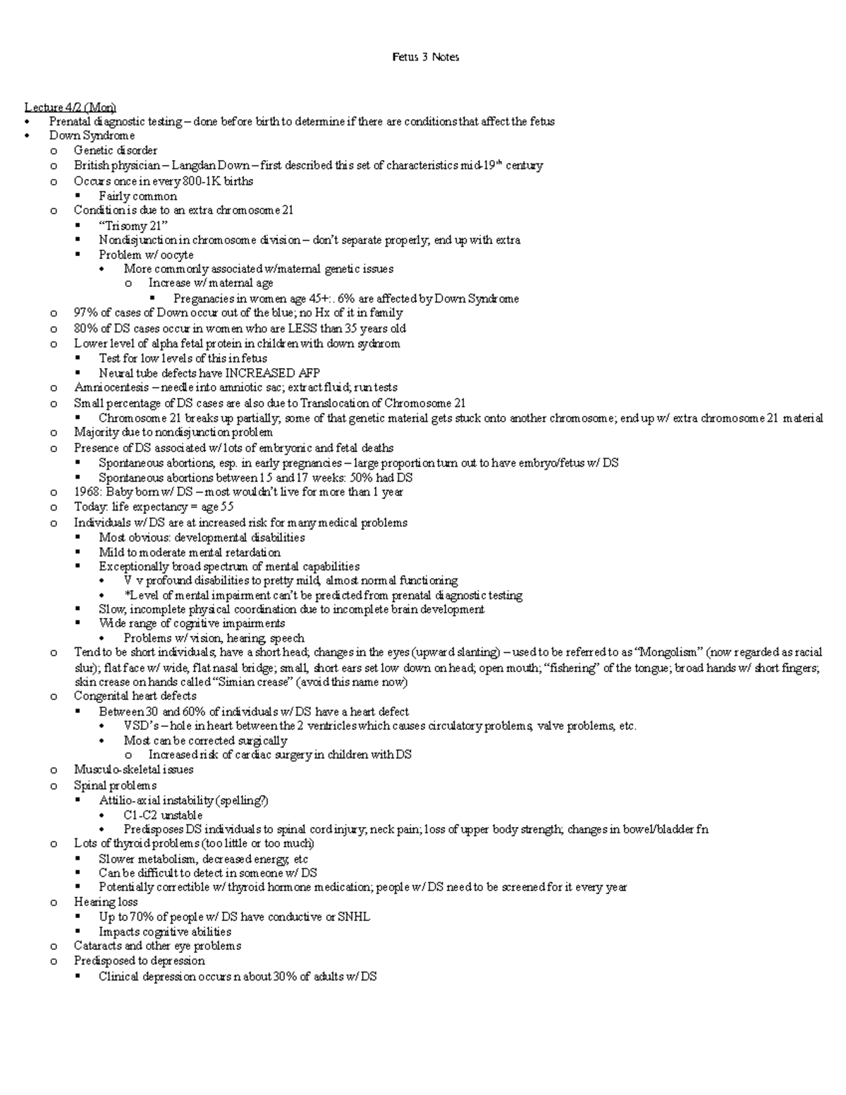 Fetus 3 - Lecture notes Unit 3 - Fe t us3No t e s Lecture (Mon ...