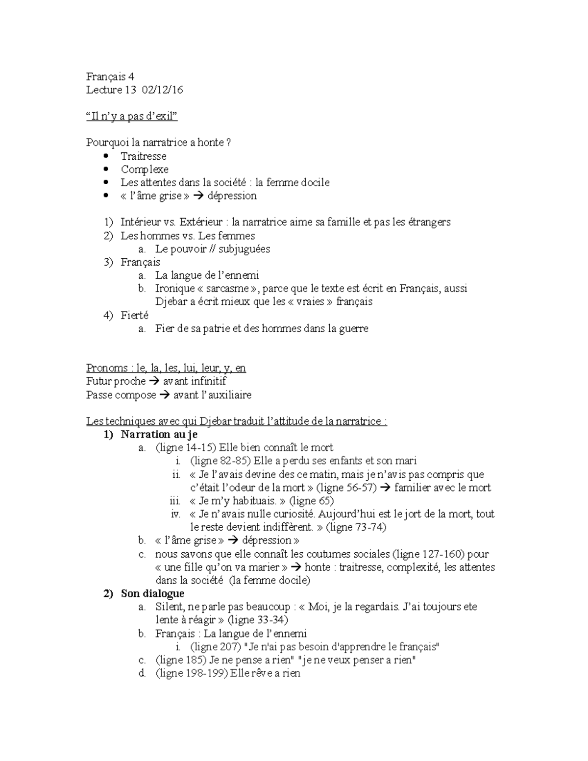 Franais 4 Lecture 14 Français 4 Lecture 13 02/12/ “Il n’y a pas d