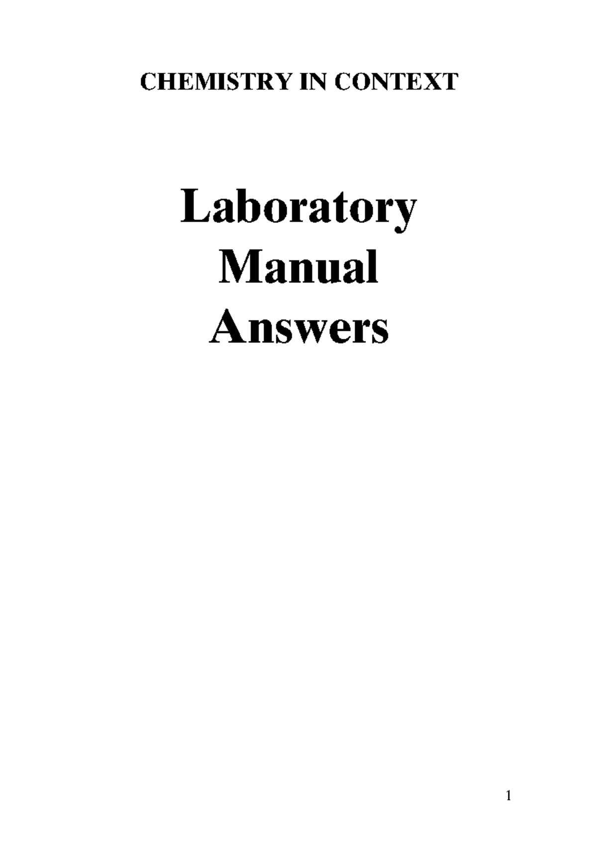 LAB Manual CHEMISTRY IN CONTEXT Laboratory Manual Answers Practical 1