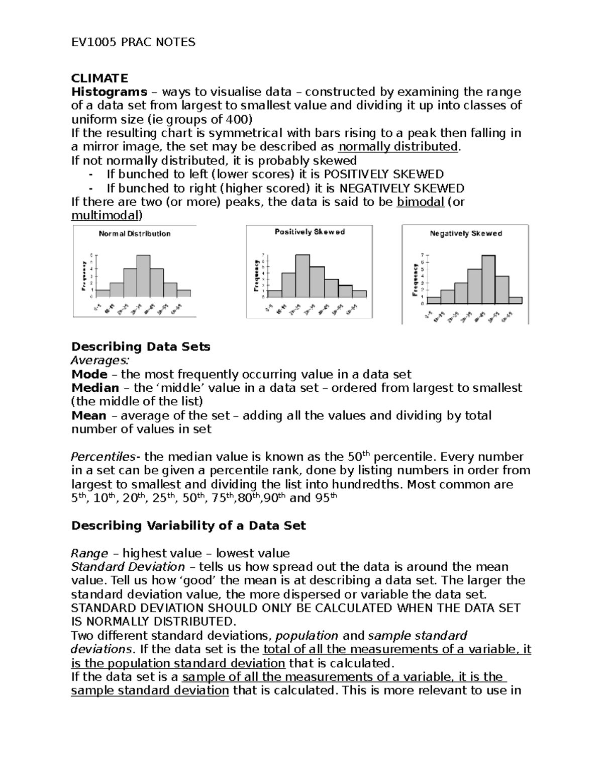 Ev1005 prac notes - CLIMATE Histograms – ways to visualise data ...
