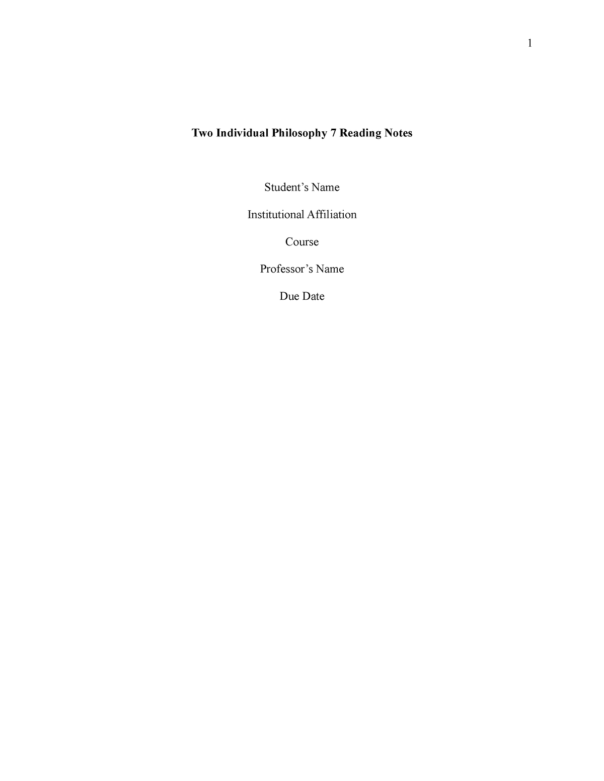 2 individual Philosophy 7 reading notes - Two Individual Philosophy 7 ...