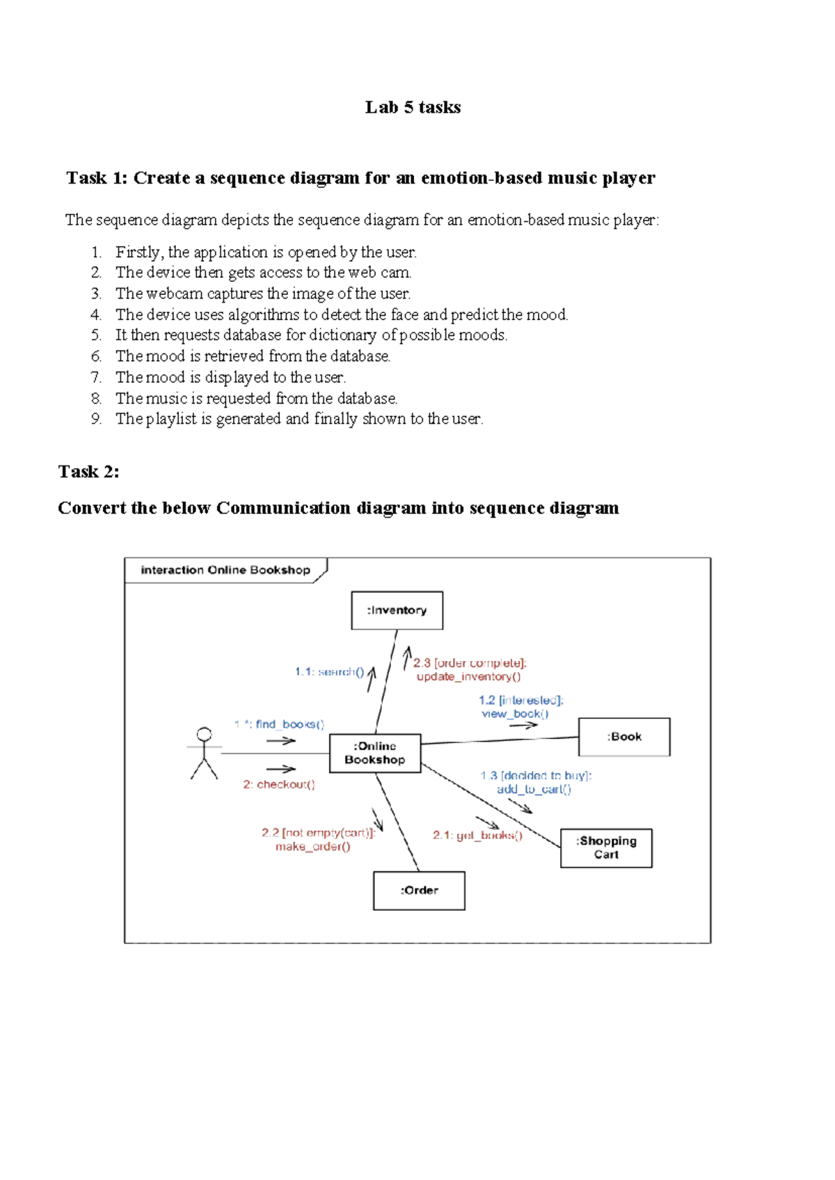 Lab 5 tasks - paracticse diff uml diagram - Lab 5 tasks Task 1: Create ...