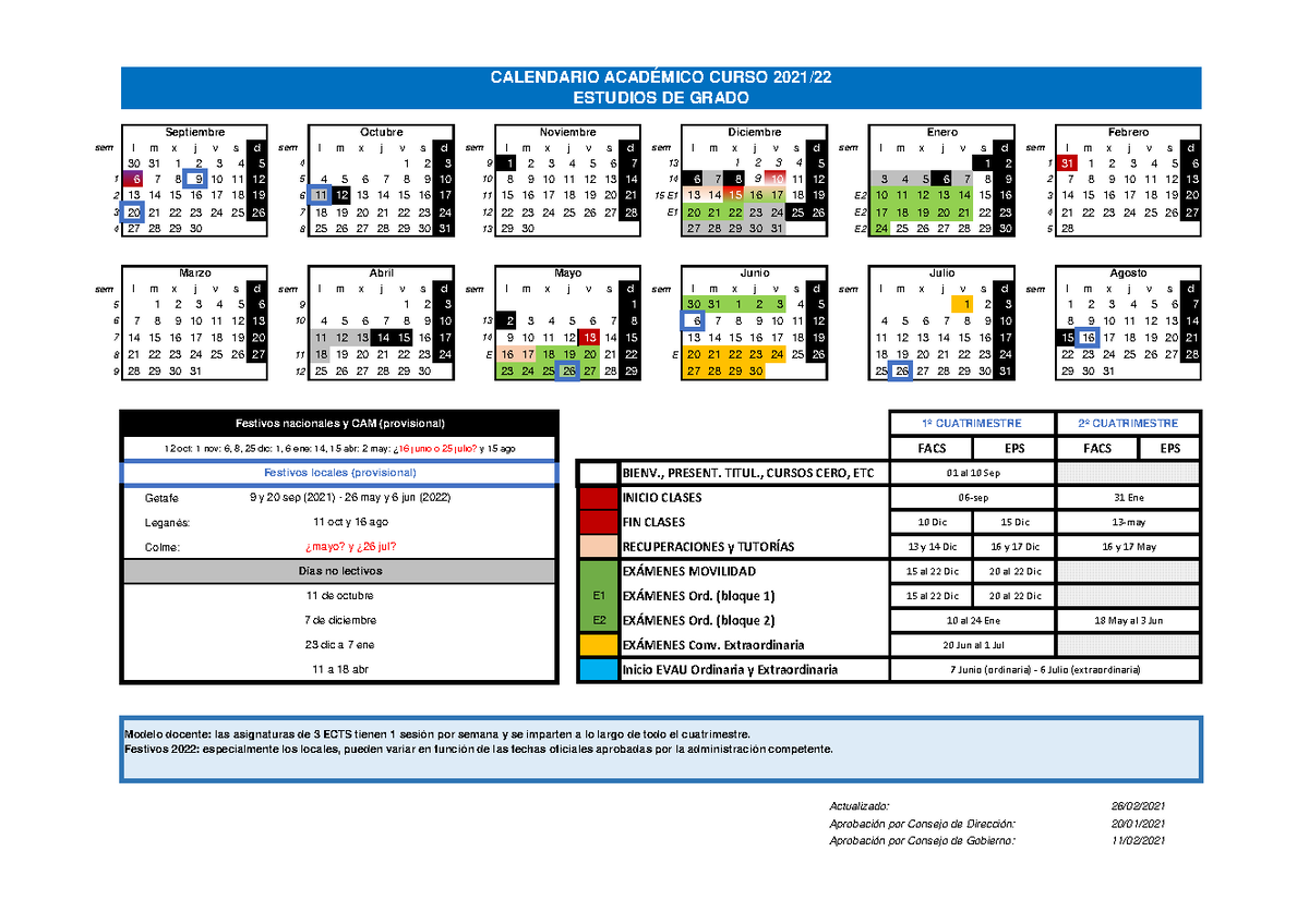 Calendario Académico 2021-22 v7 versión español - C_S4EWM_1909 - OCAD ...