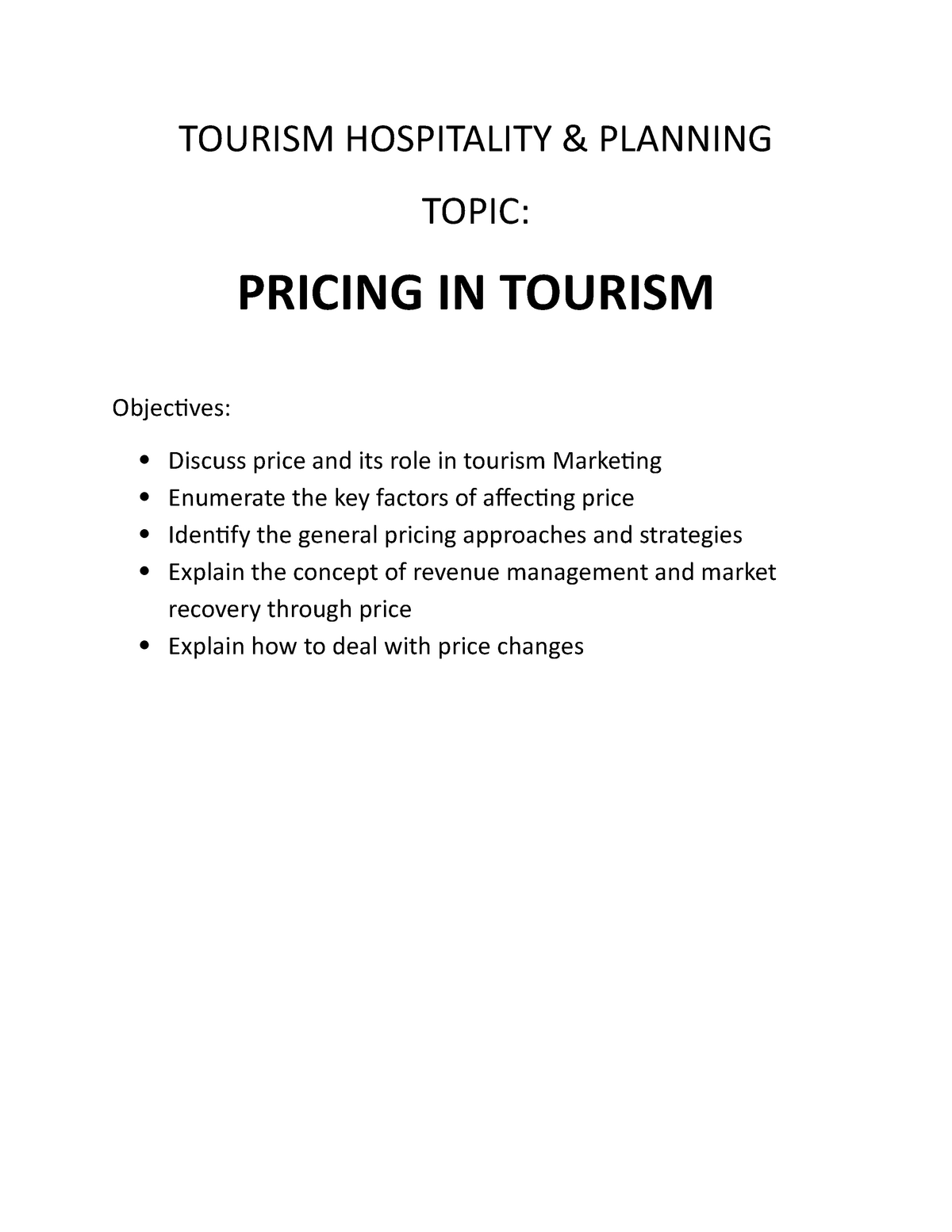 tourism-industry-and-its-pricing-tourism-hospitality-planning-topic